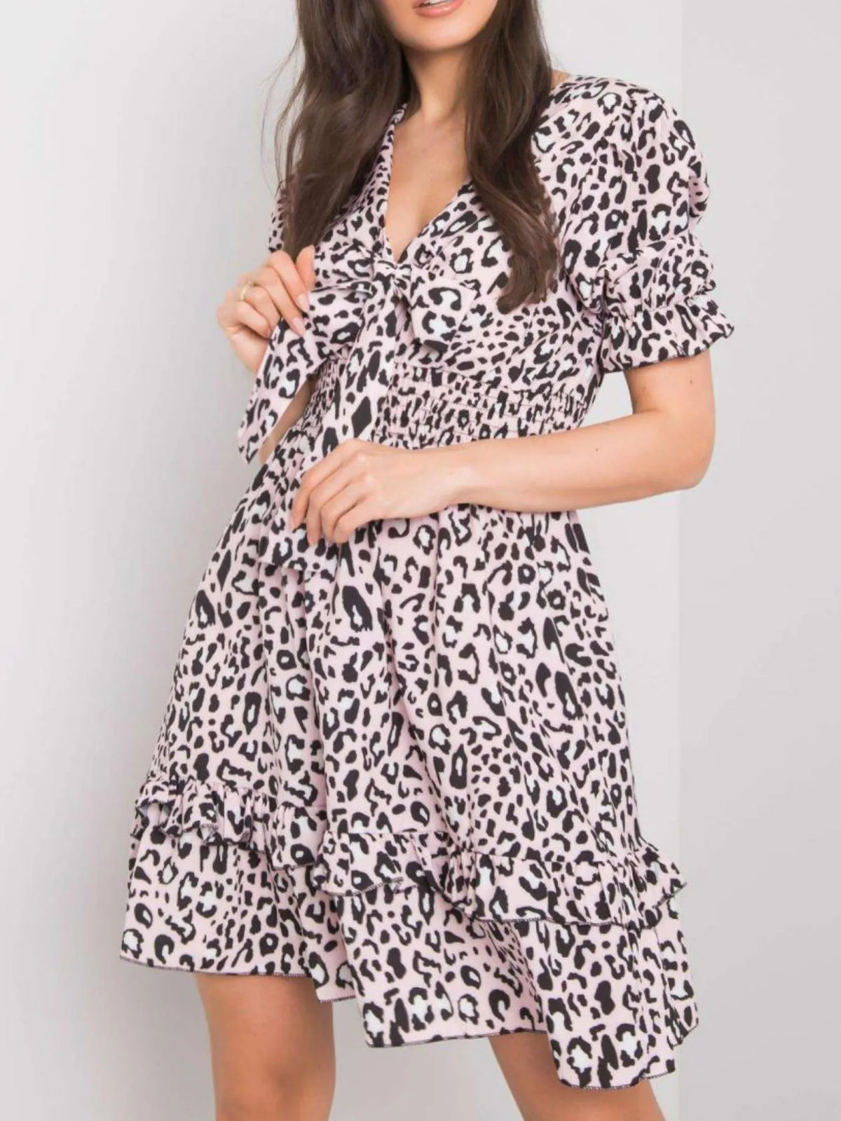 Leopard Print Tie-Front Mini Dress
