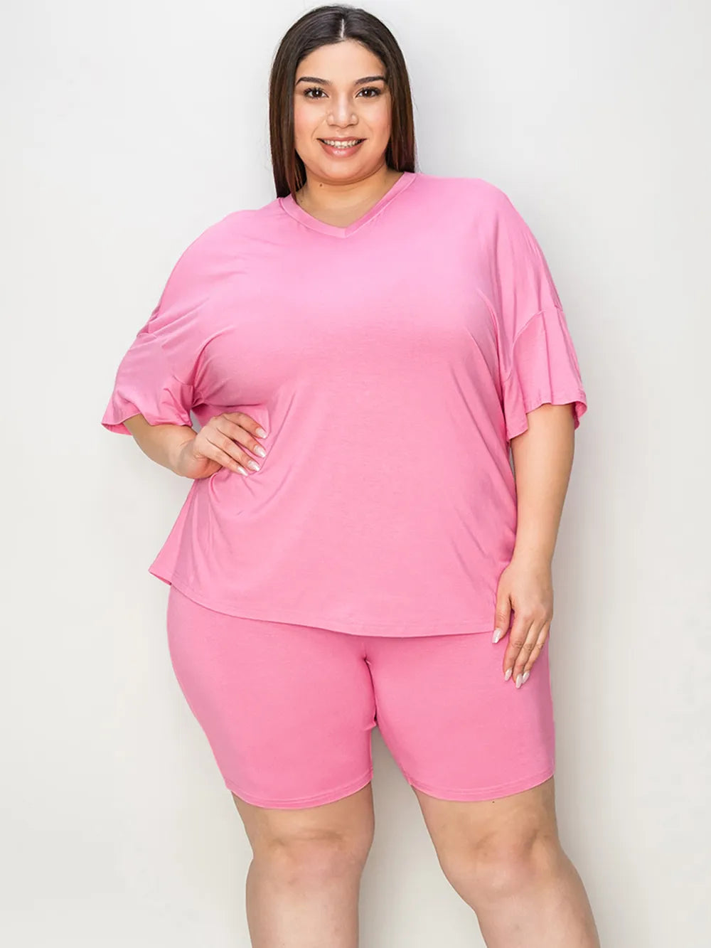 Basic Bae V-Neck Tee and Shorts Set