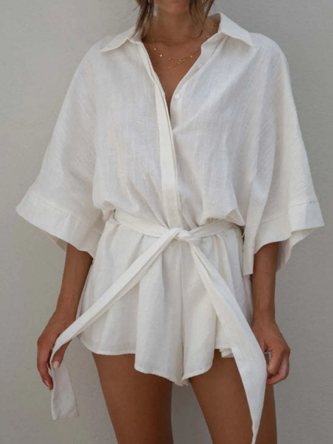 Collared Half Sleeve Romper