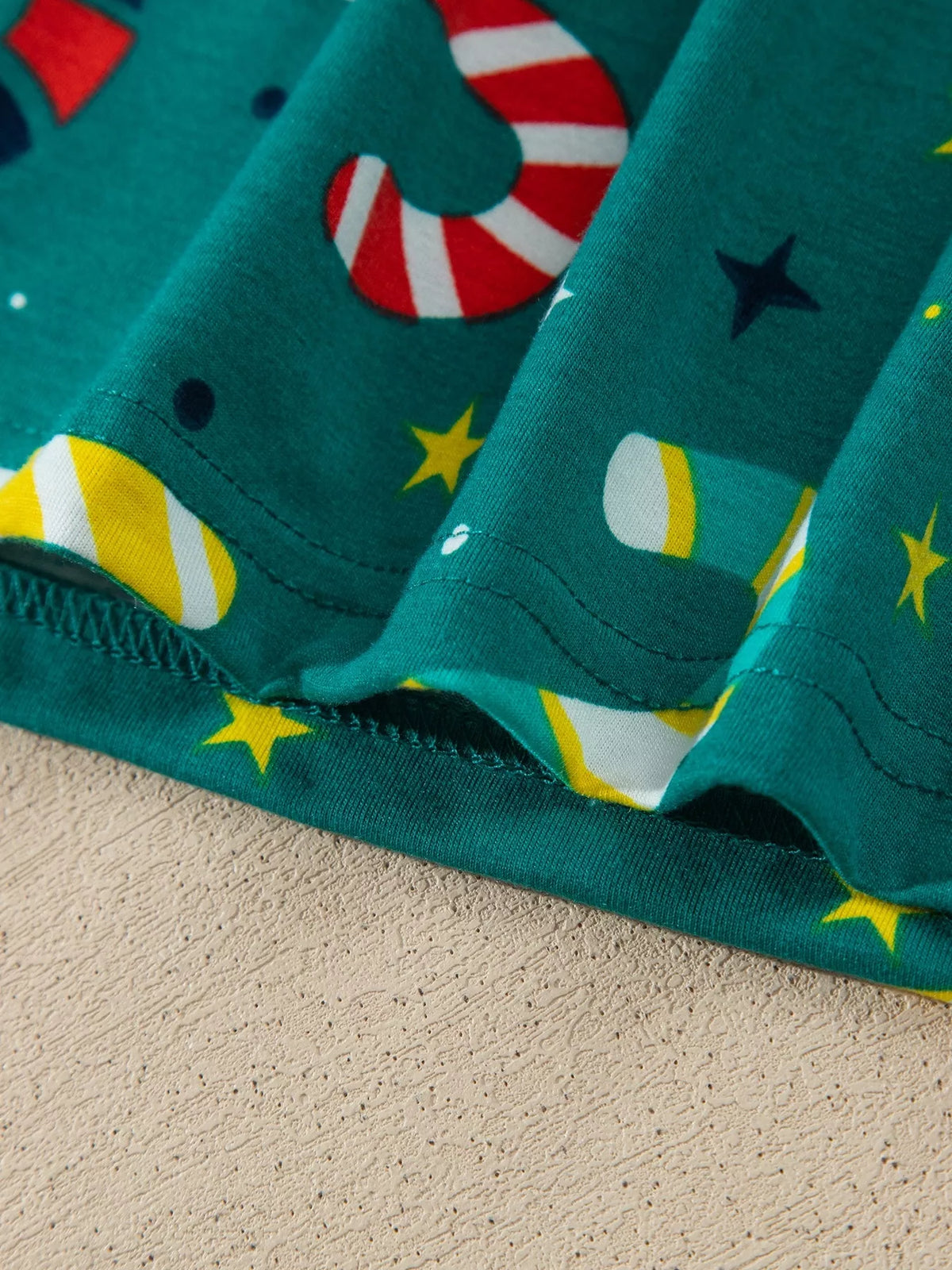 Candy Cane Print Two-Piece Lounge Set in Dark Green