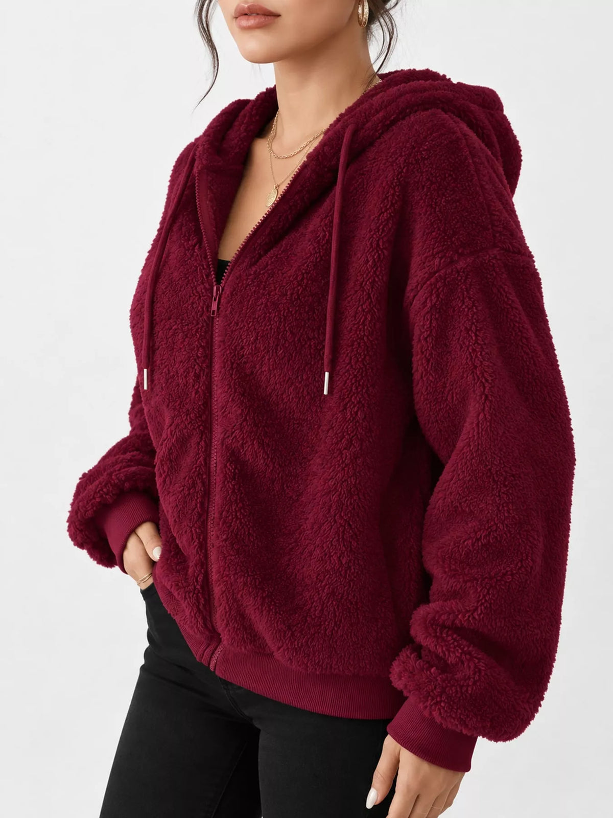 Fleece Zip-Up Hooded Jacket