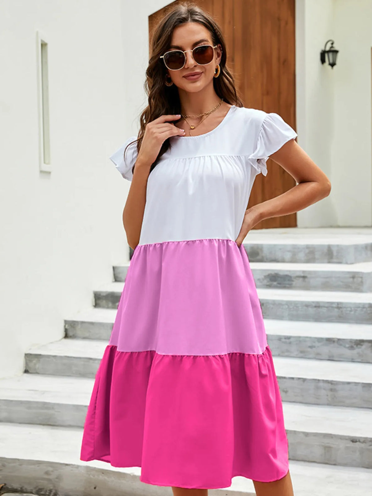 Color Block Tiered Ruffle Summer Dress by ArtisticExpression