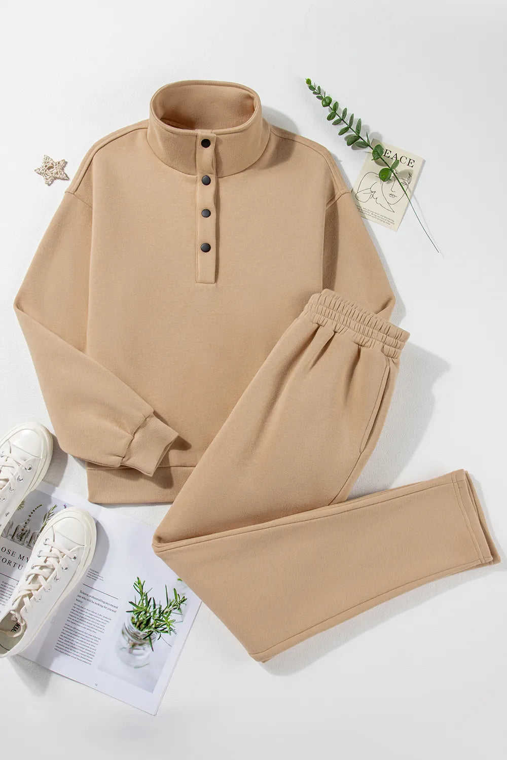 Half Snap Turtleneck Active Set in Dust Storm