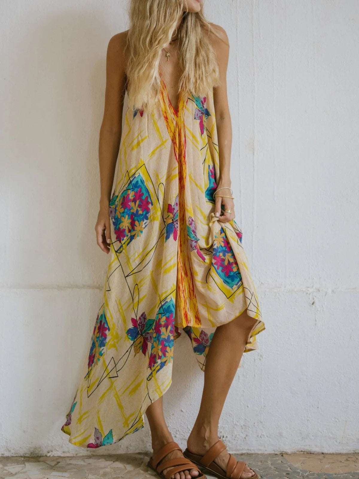 Printed Halter Neck Maxi Dress by Mystique Q