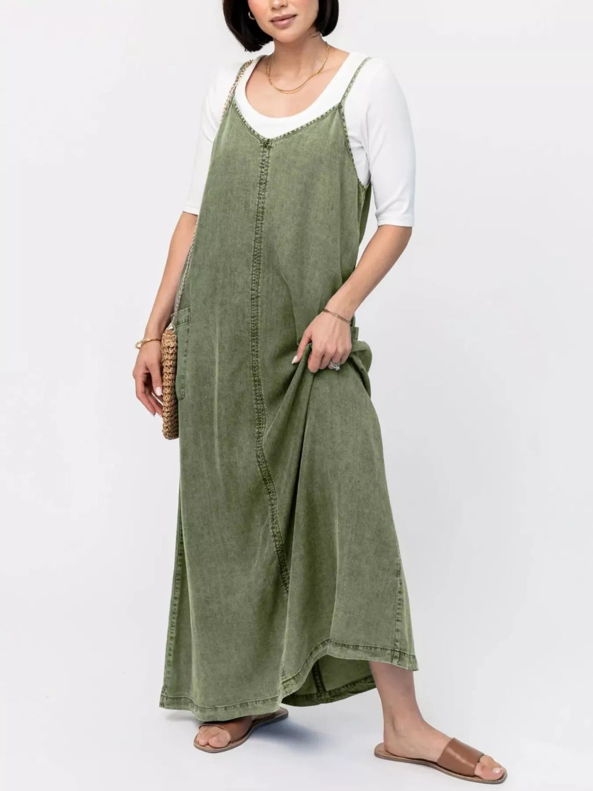 Washed Denim Cami Maxi Dress