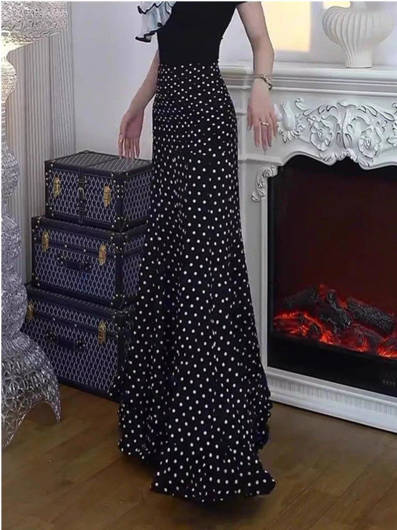 Polka Dot Mermaid Maxi Skirt