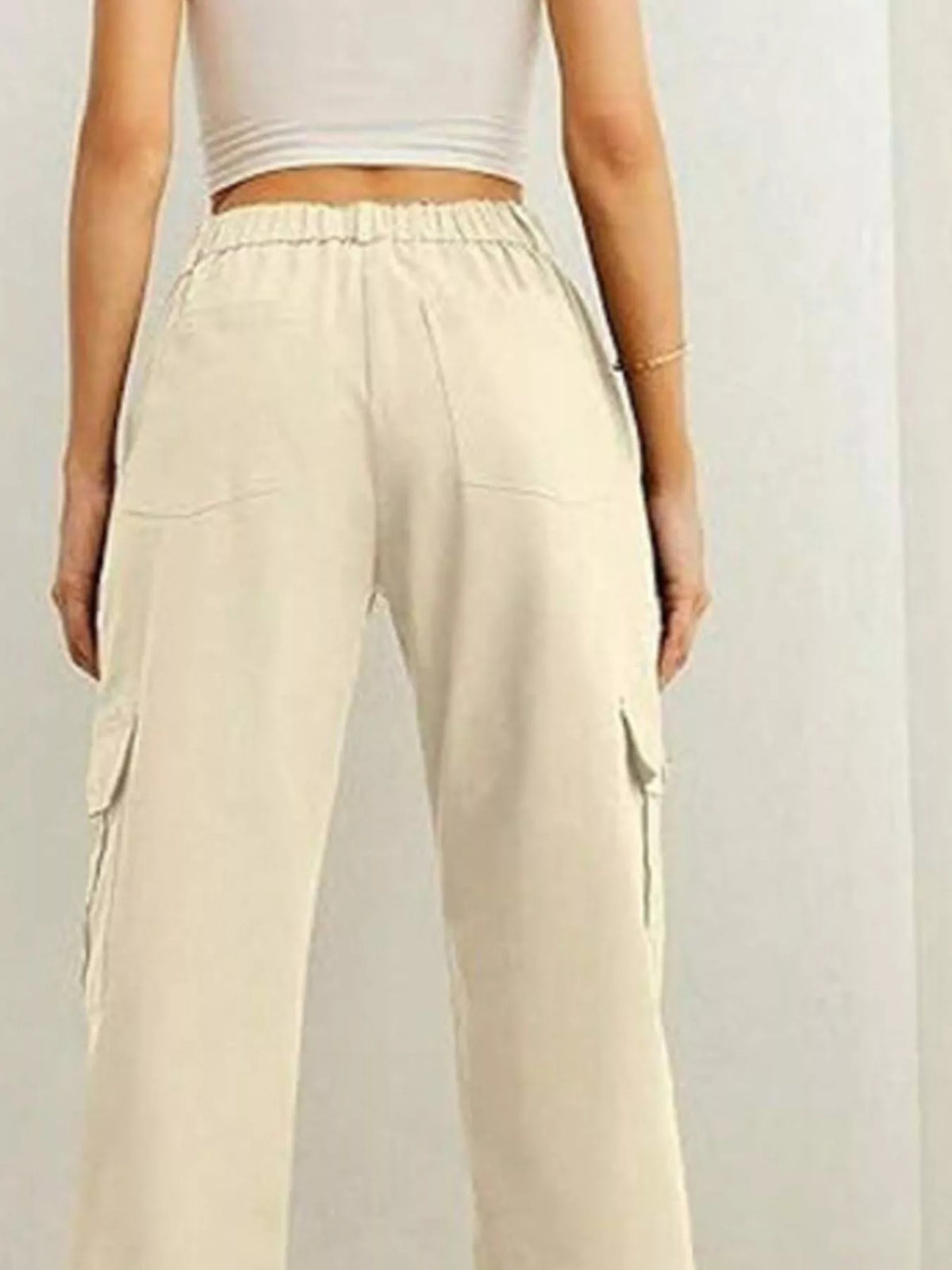 High-Waisted Cargo Pants with Drawstring Cuffs