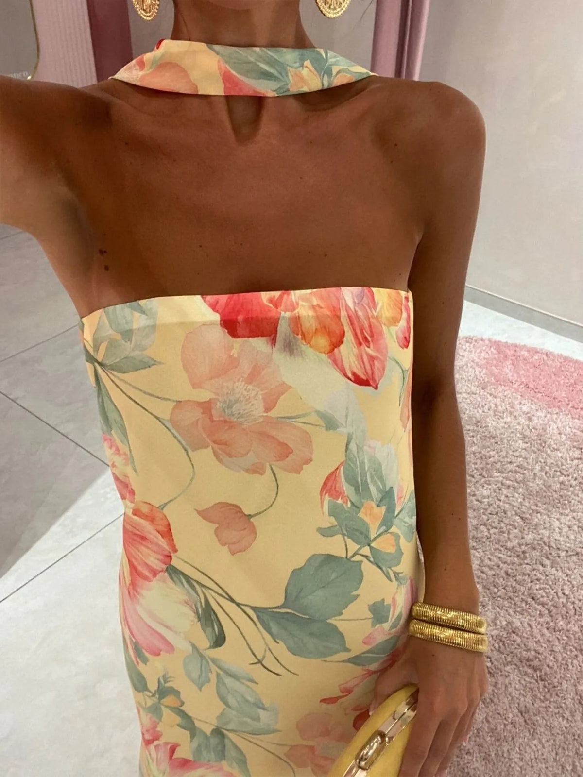 Printed Tube Maxi Dress