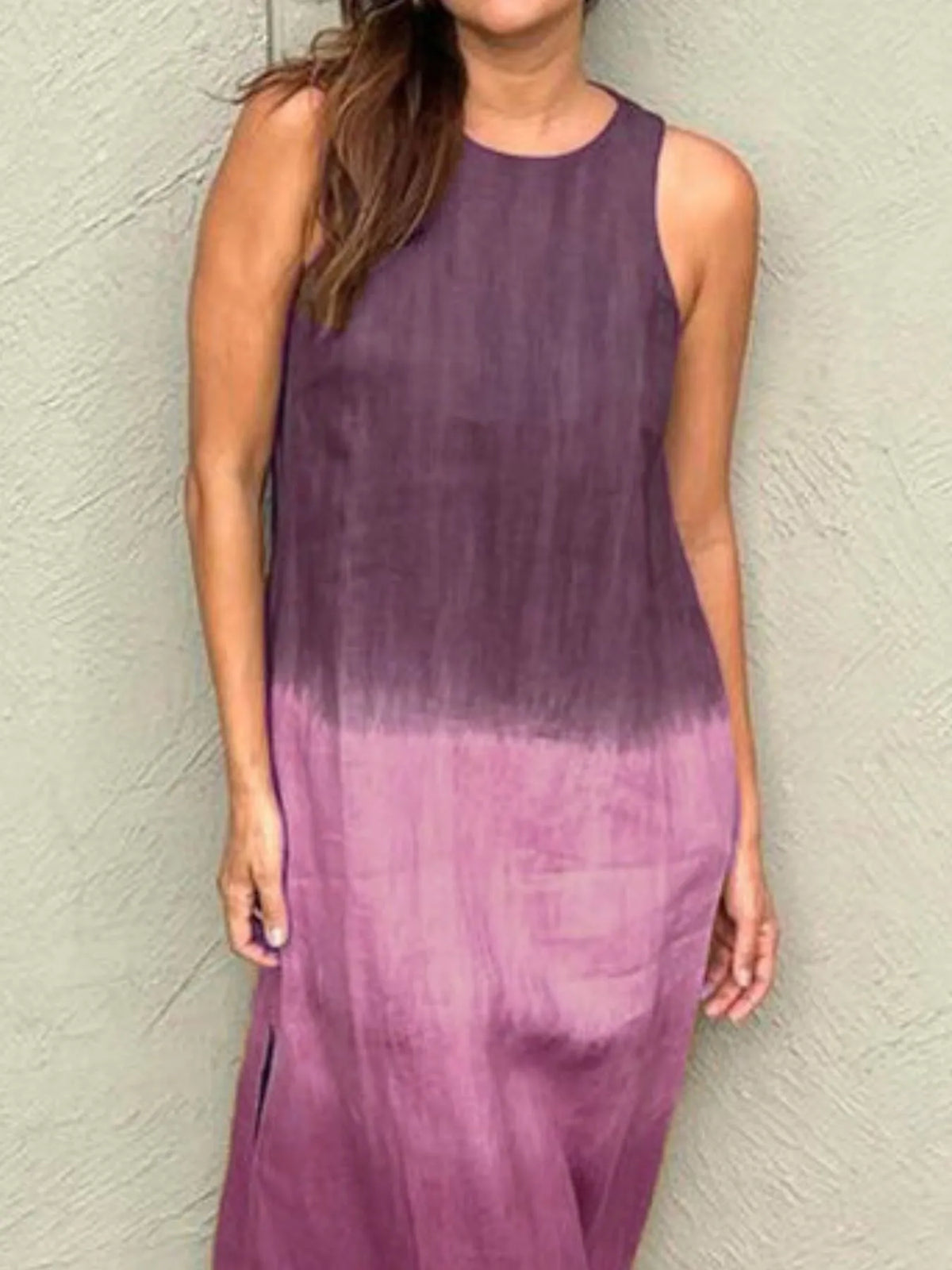 Gradient Tank Midi Dress with Side Slit