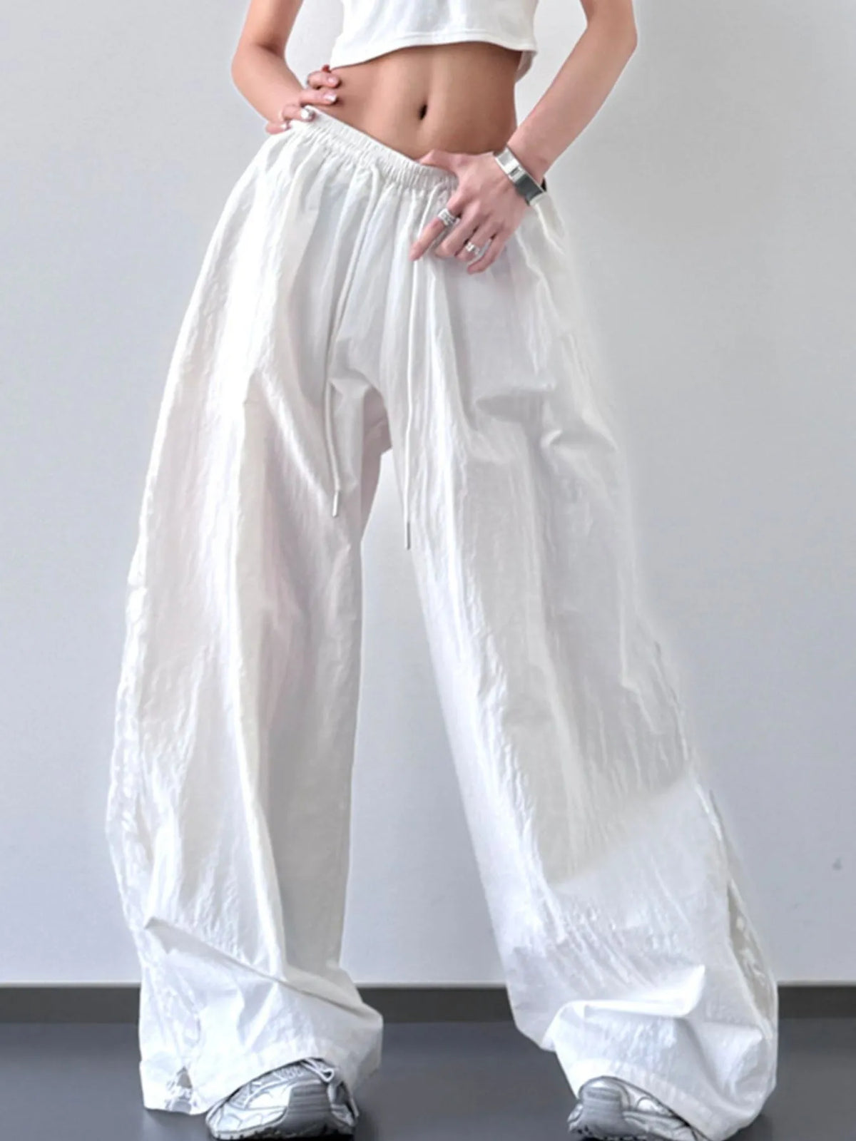 Lace Detail Wide-Leg Pants