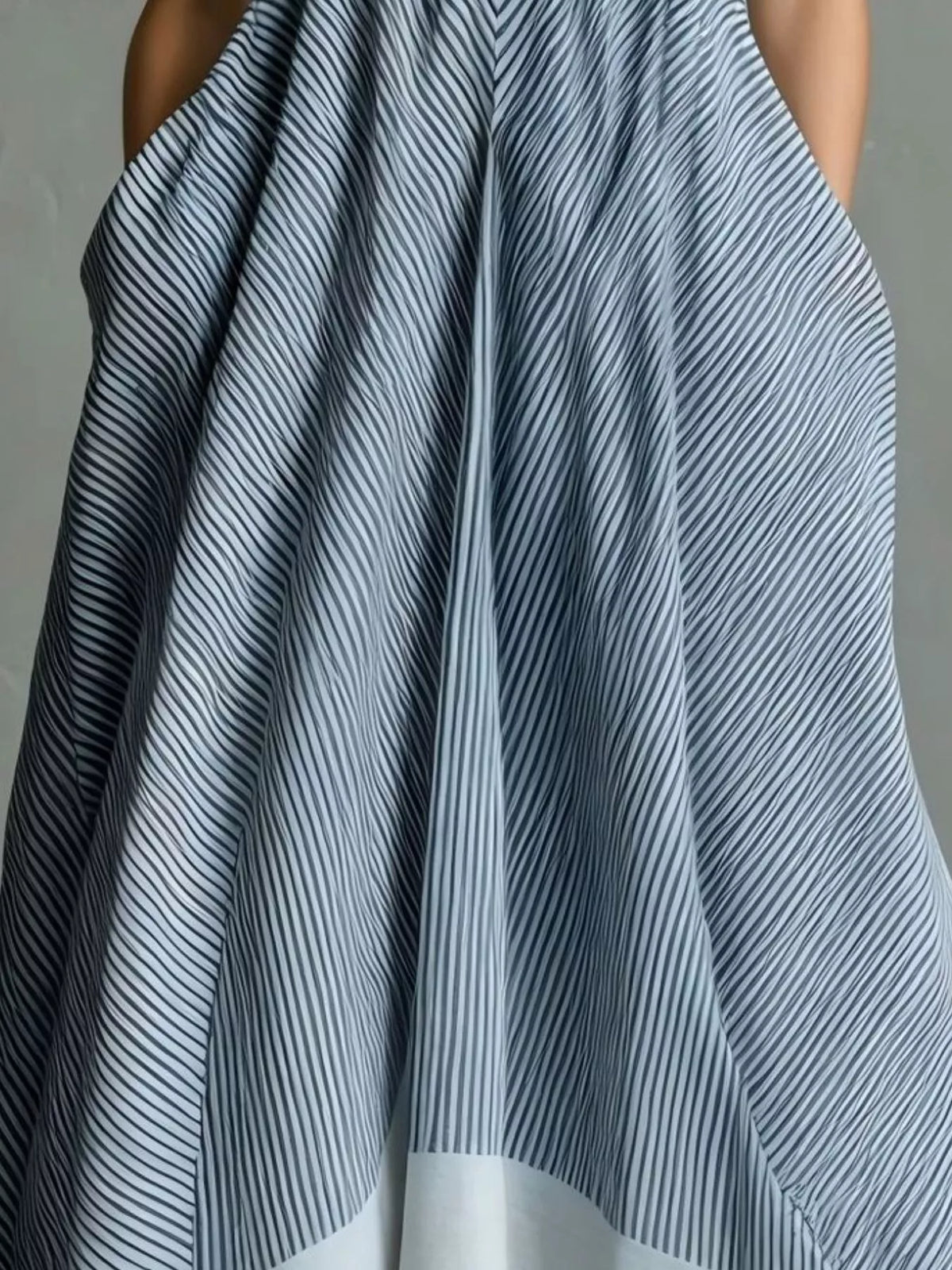Striped Halter Maxi Dress with Pockets