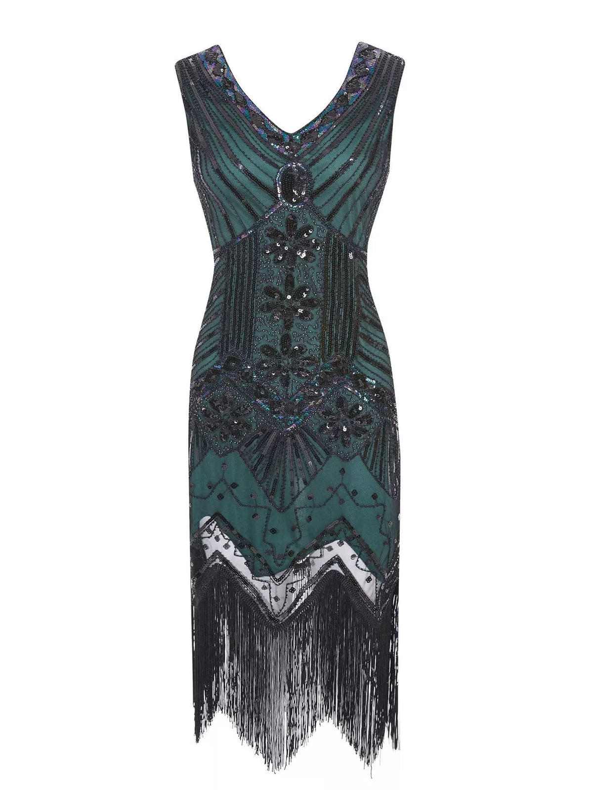 Sequin Fringe Hem Sleeveless Dress