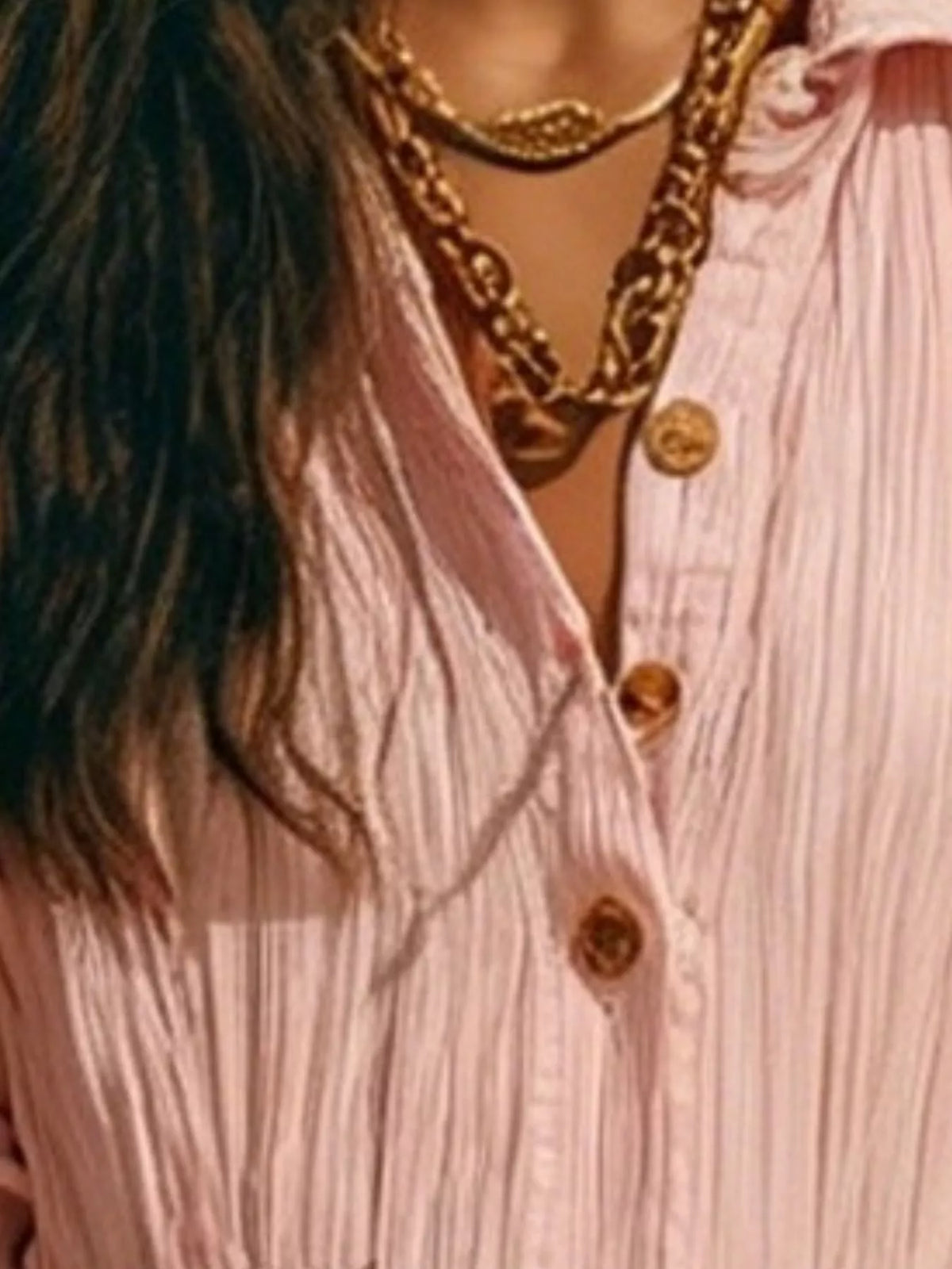 Textured Button-Down Long Sleeve Maxi Dress