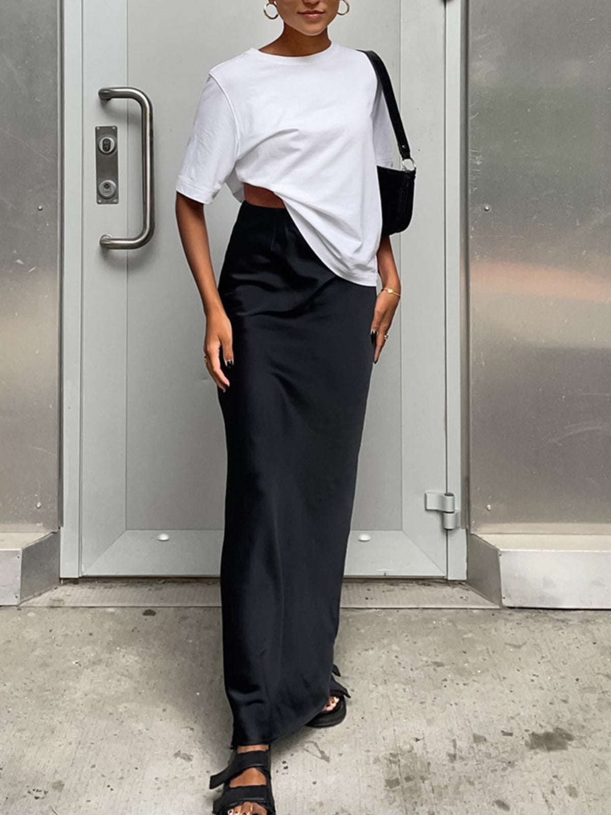High-Waist Maxi Skirt in Black