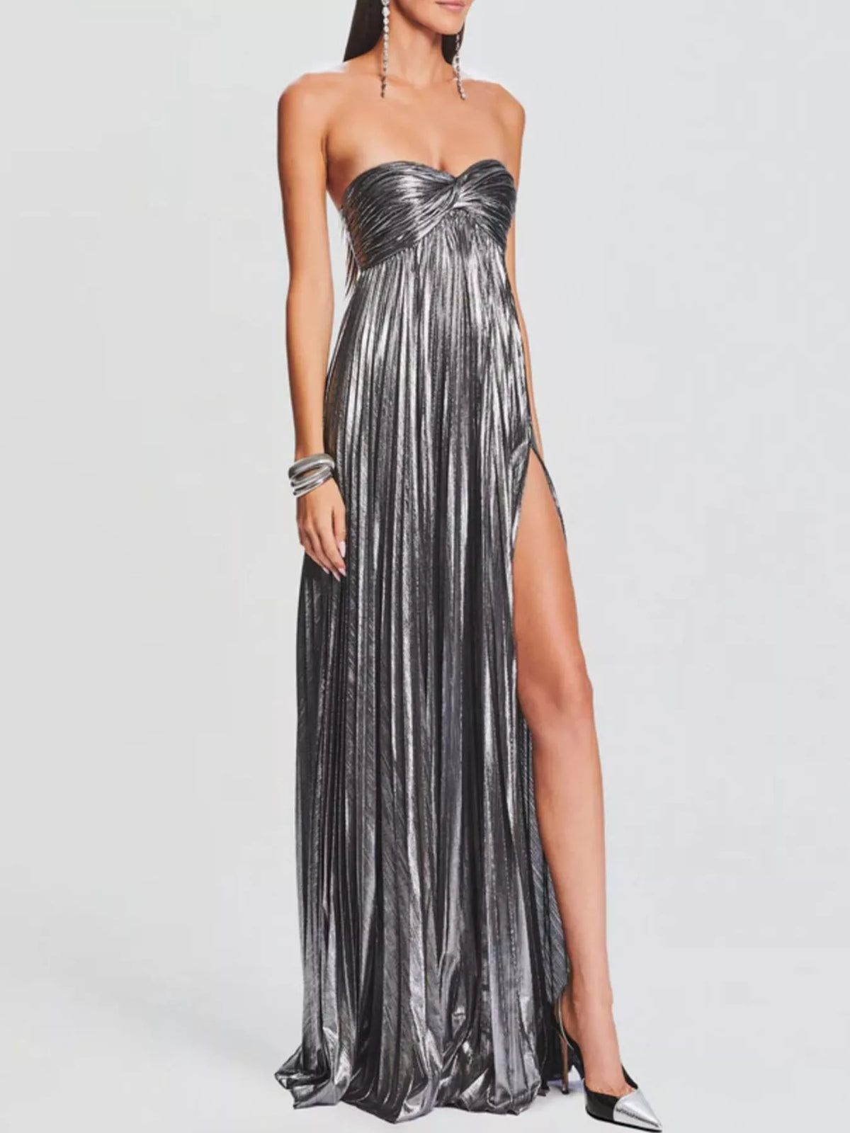 Sweetheart Neck Tube Maxi Dress with Split