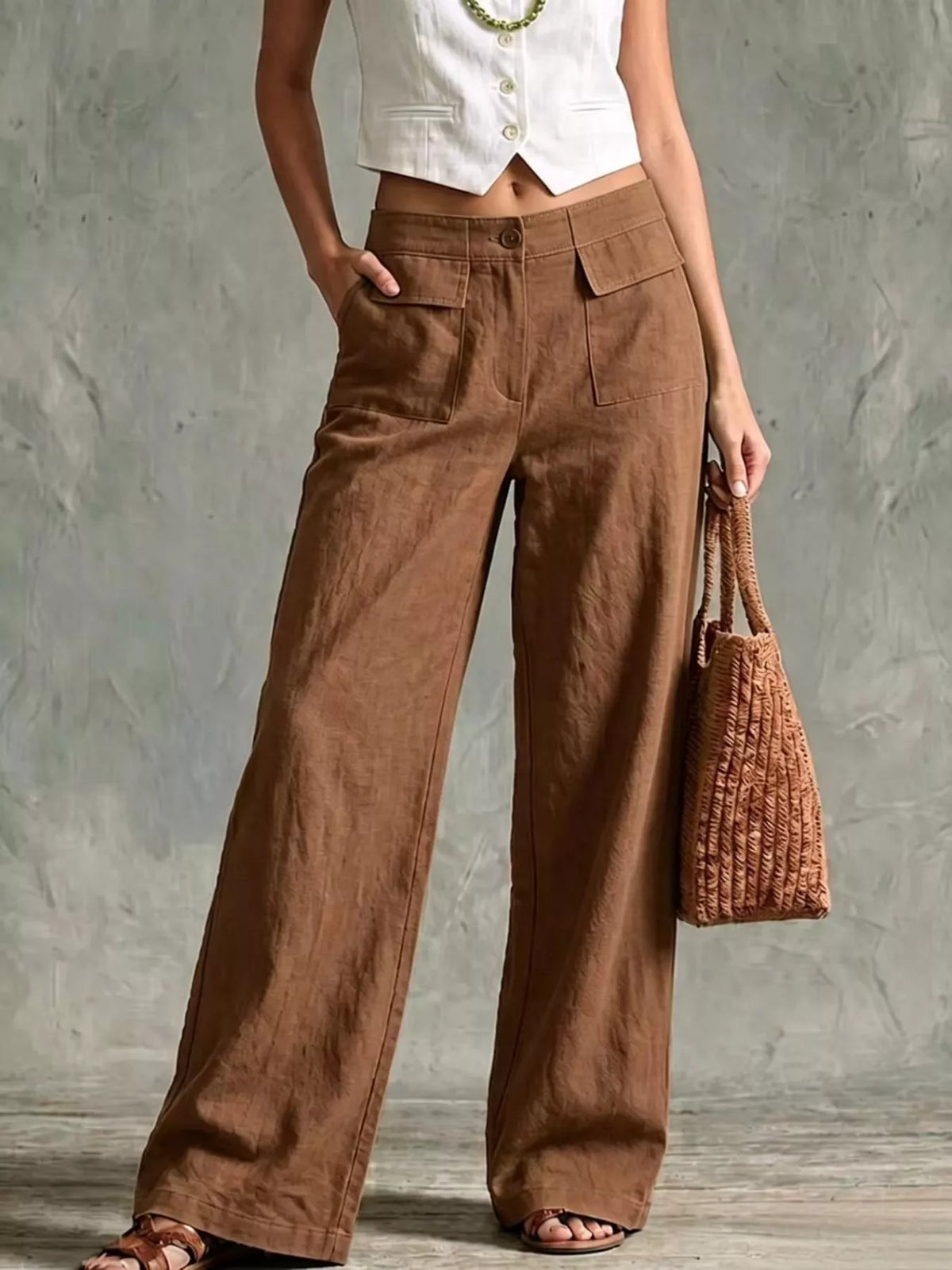 Basic Wide Leg Pocket Pants