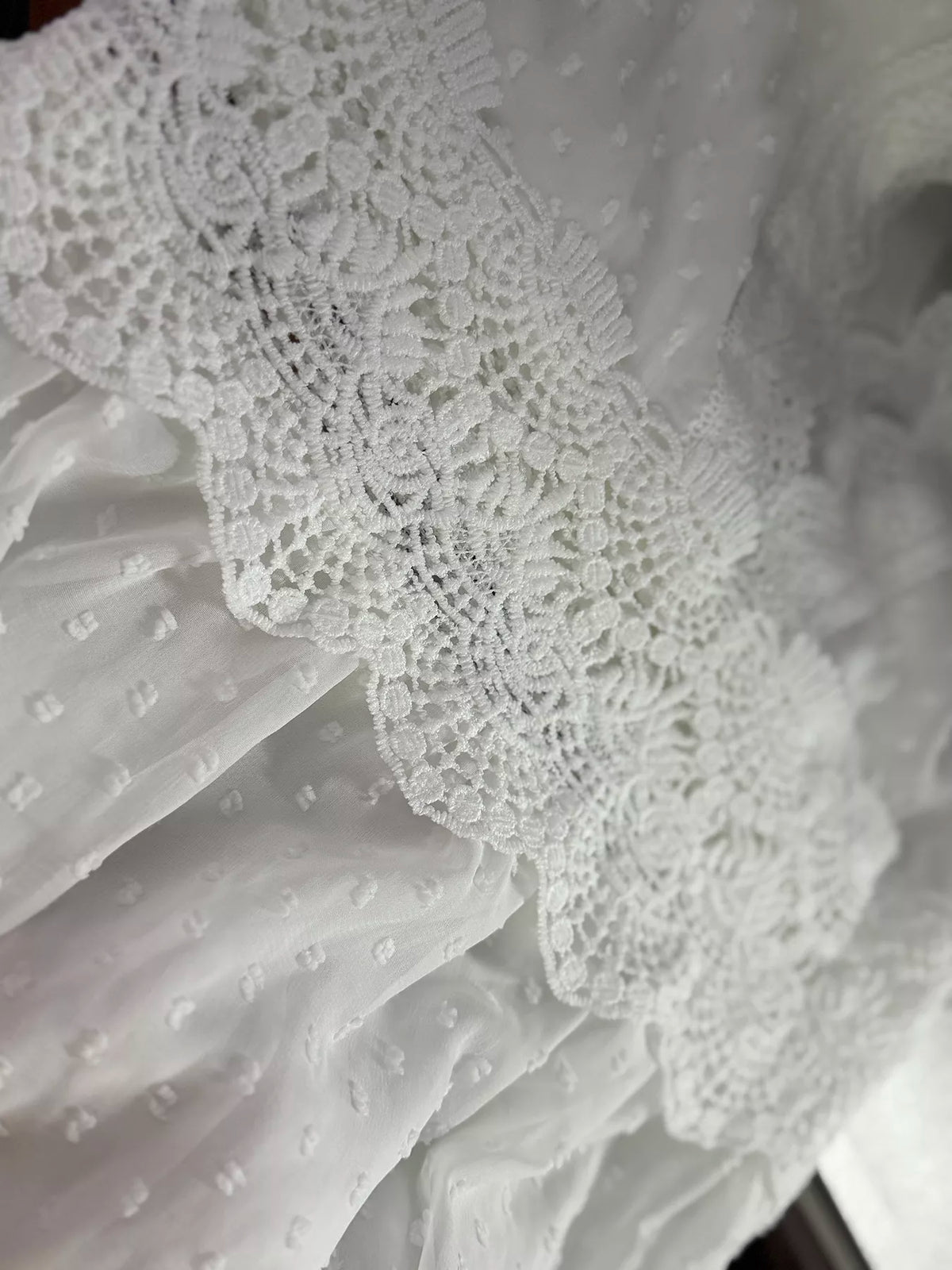 Lace Swiss Dot Sleeveless Maxi Dress in White