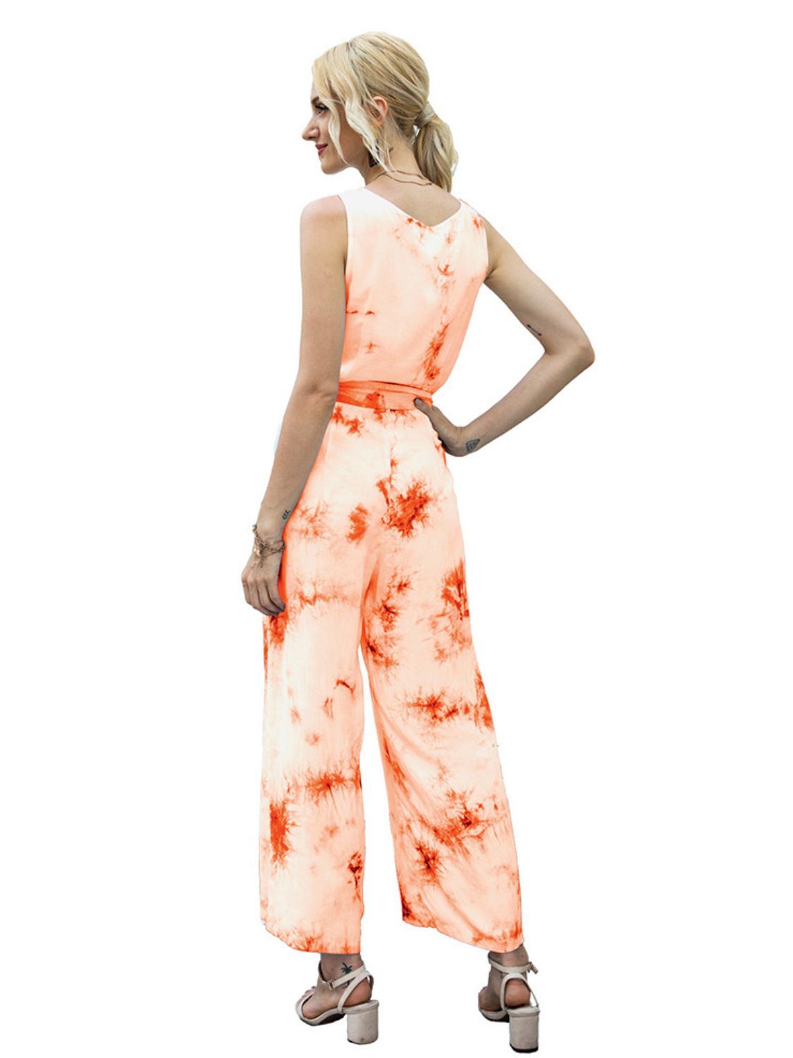 Tie-Dye Tie Waist Jumpsuit