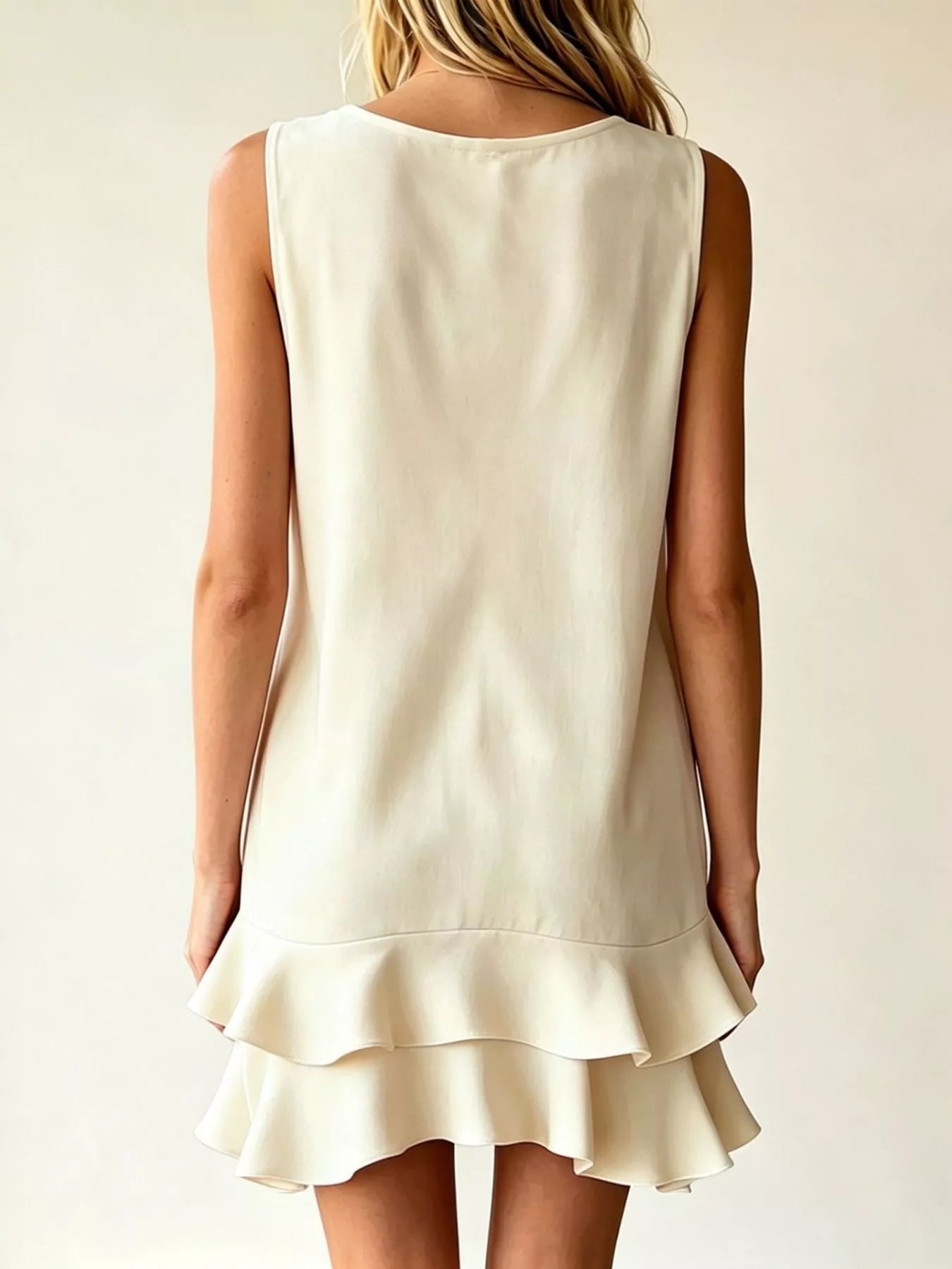 Sleeveless V-Neck Tiered Ruffle Mini Dress