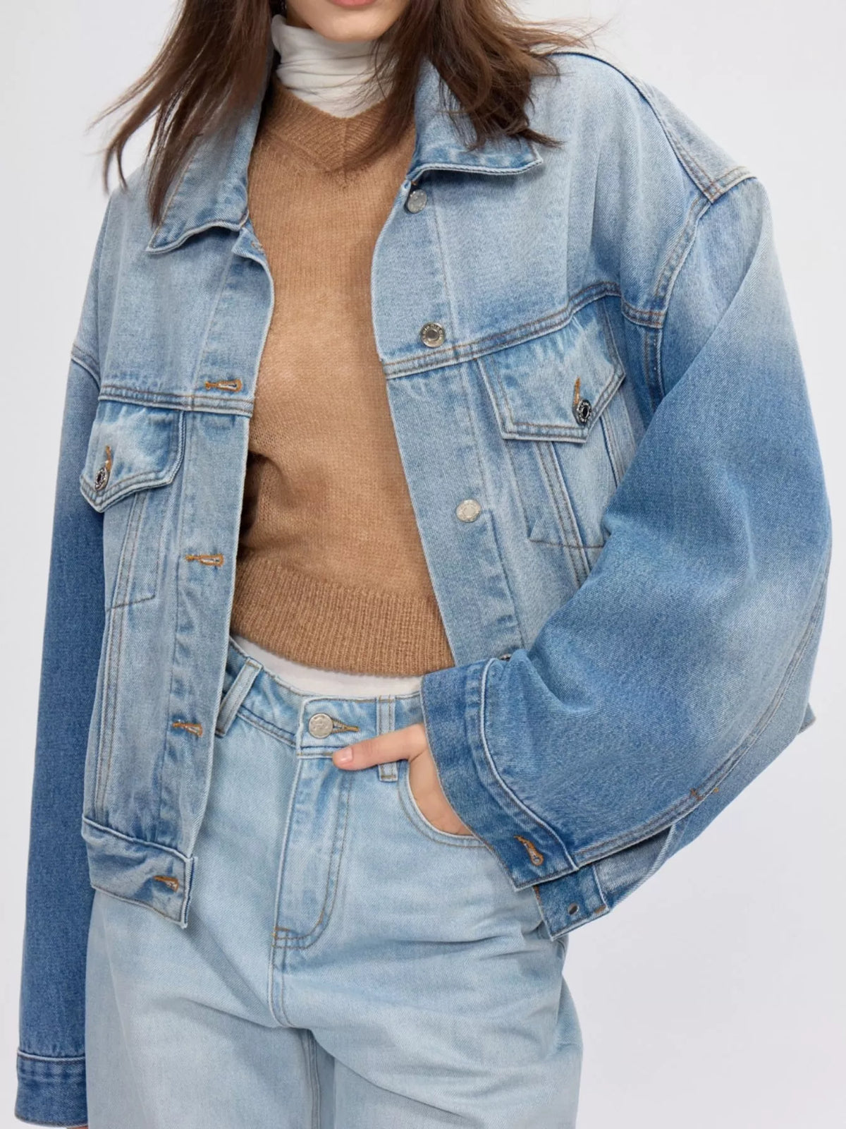 Blue Oversized Dropped Shoulder Denim Jacket