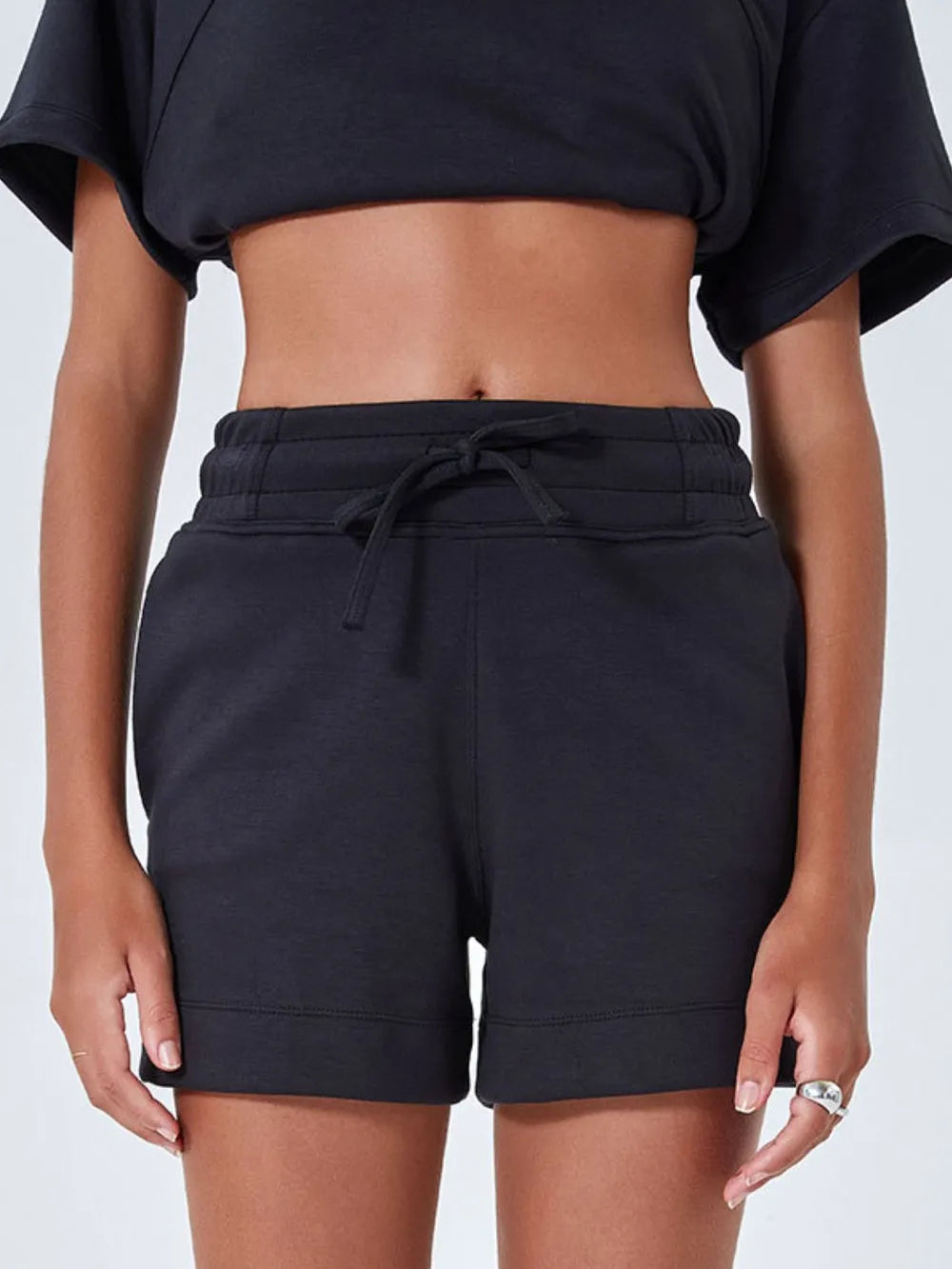 Drawstring Solid Shorts