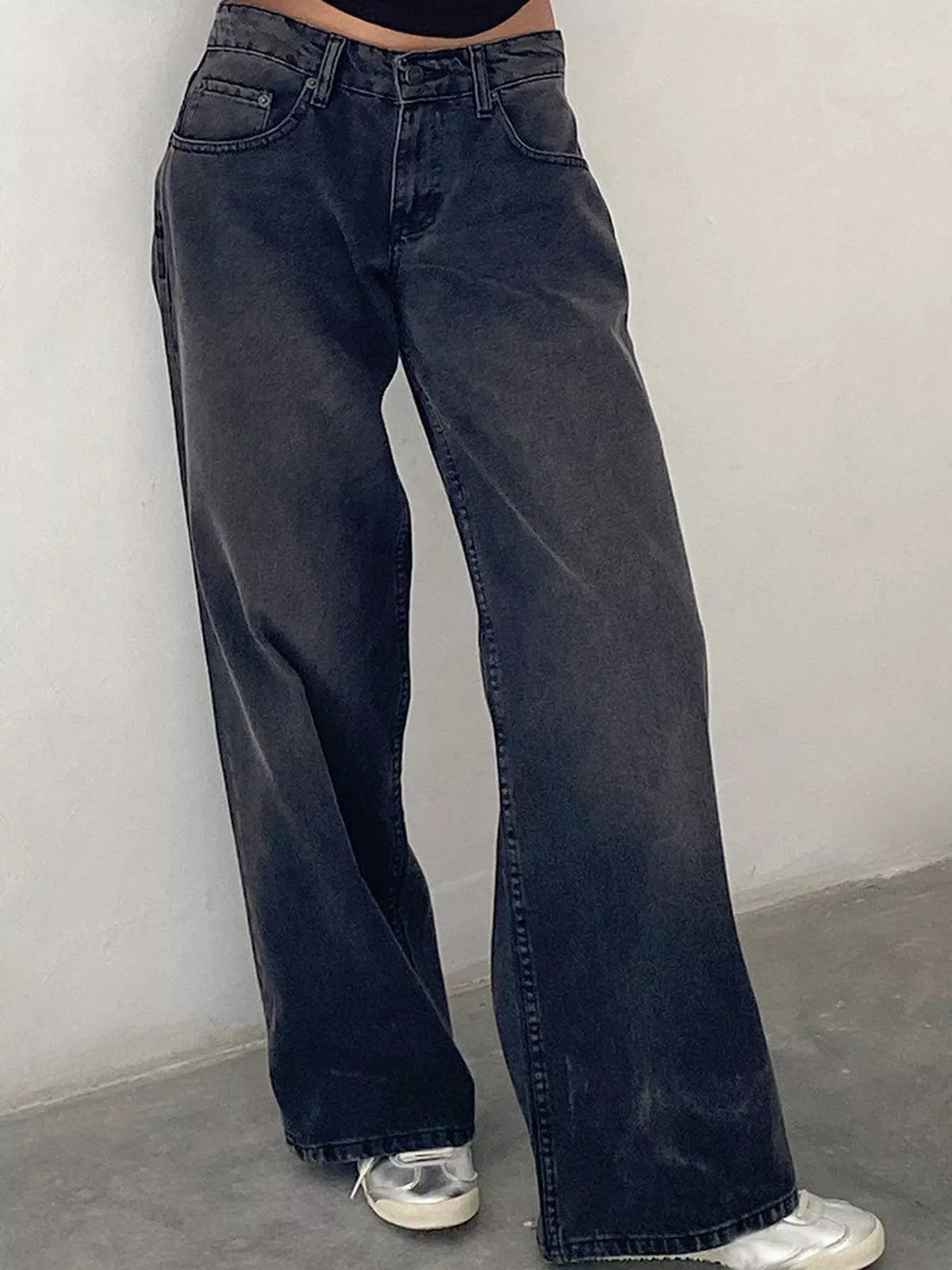 Wide-Leg Vintage Wash Jeans