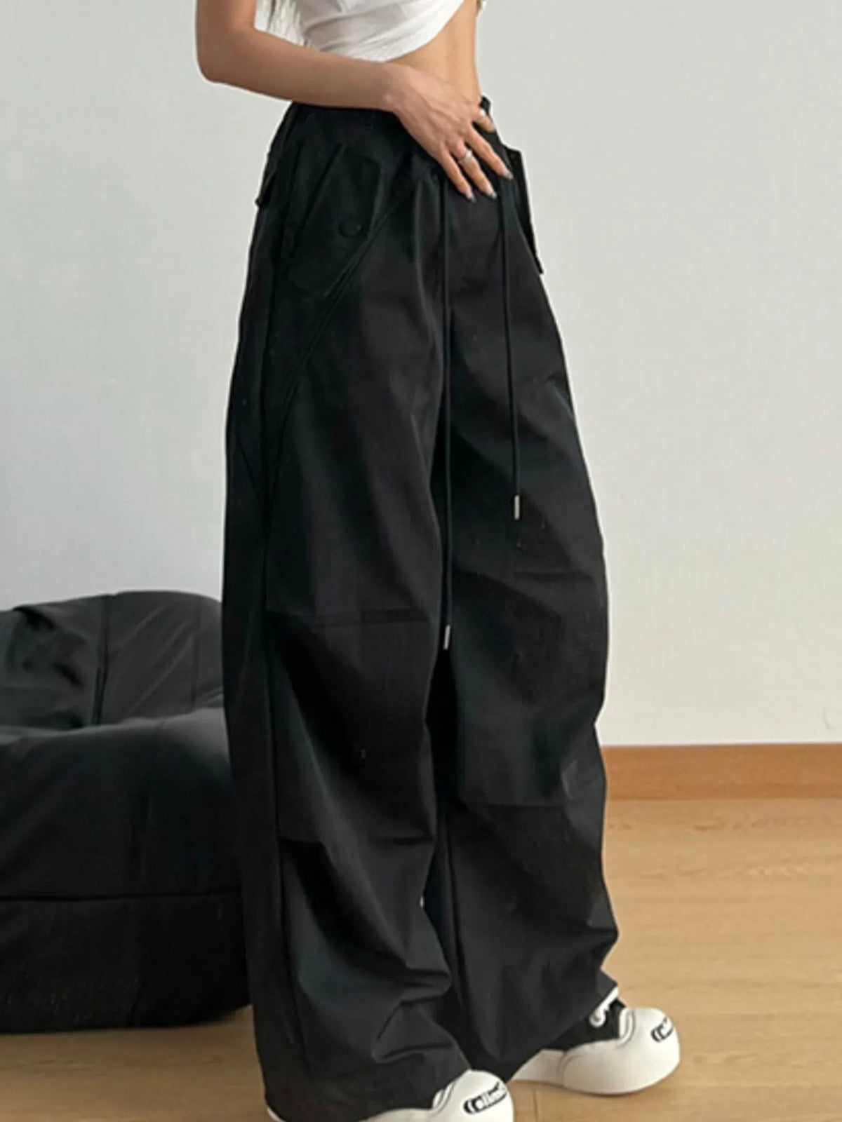 Drawstring Wide Leg Pants