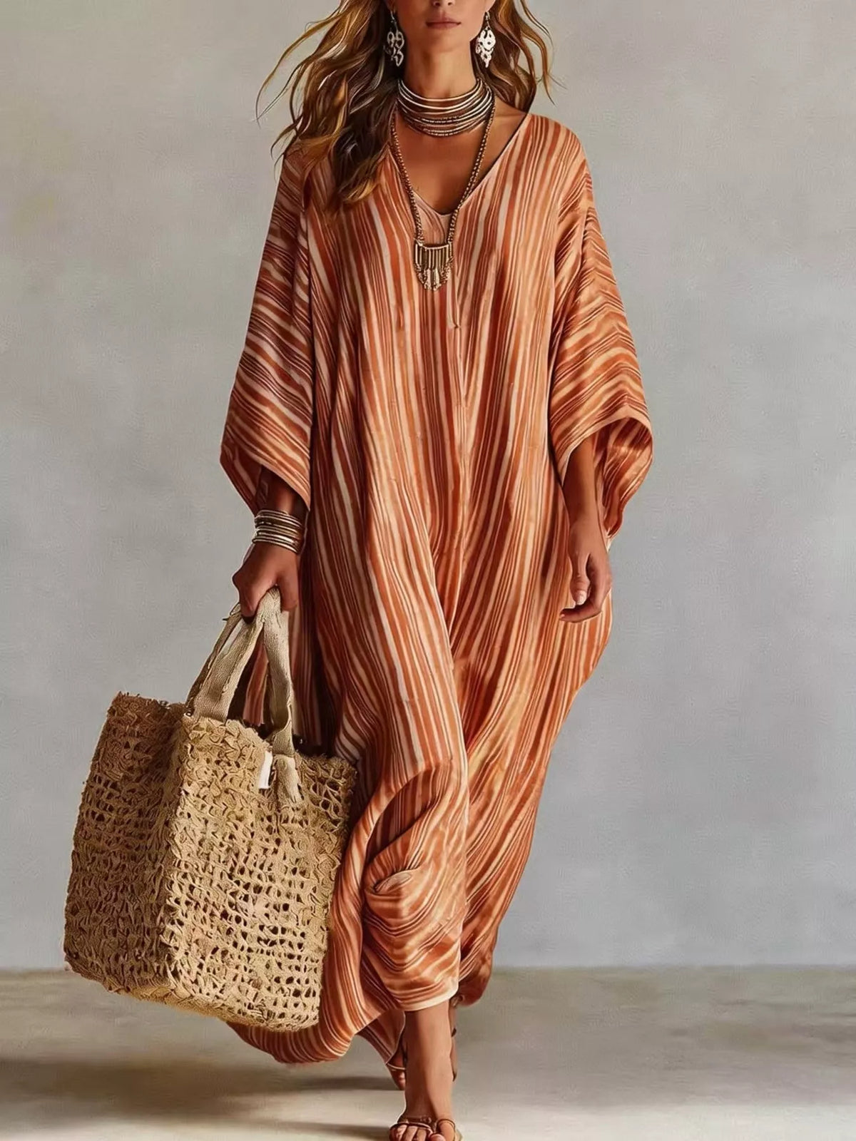Oversized Striped Maxi Dress
