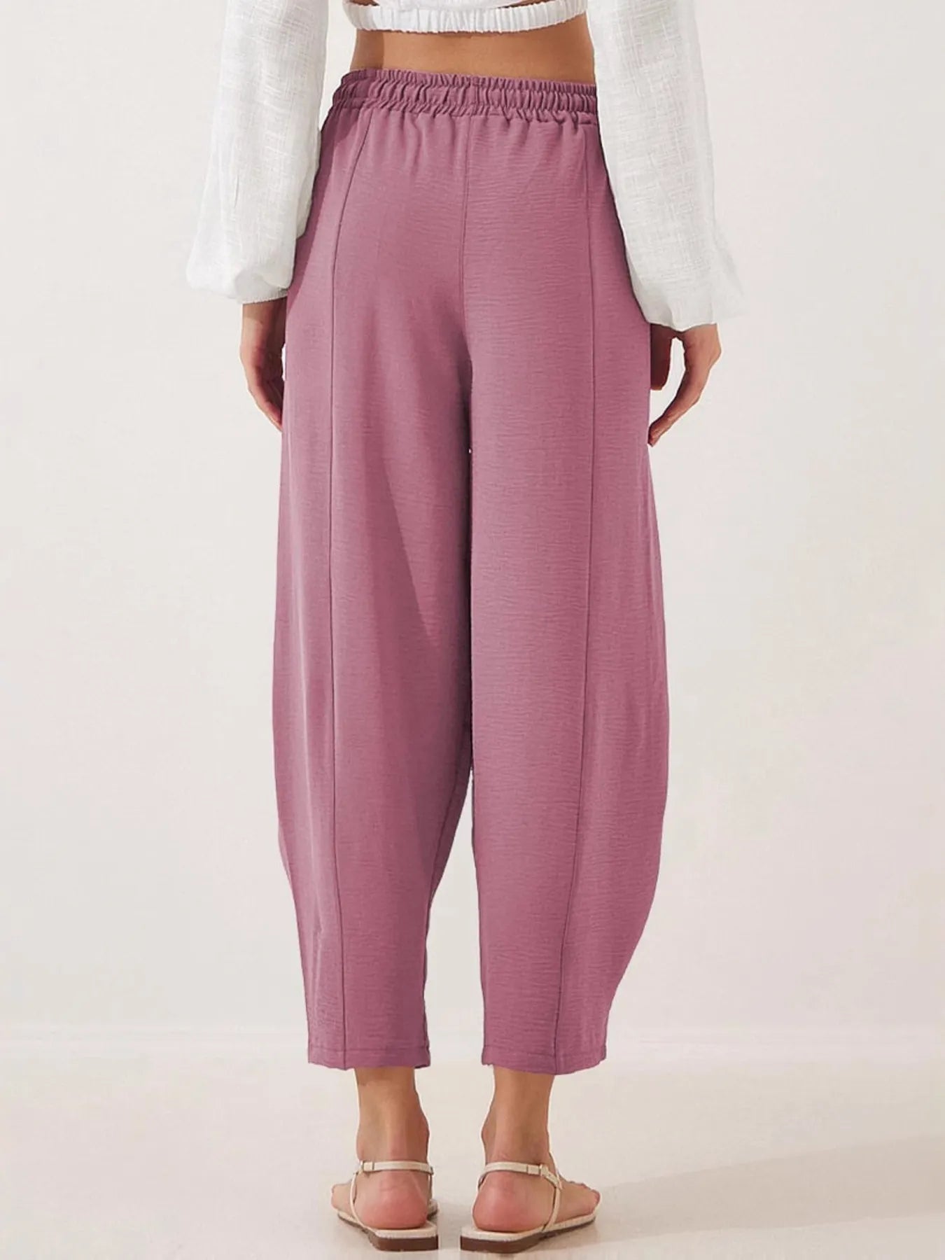 Drawstring Wide Leg Cropped Pants