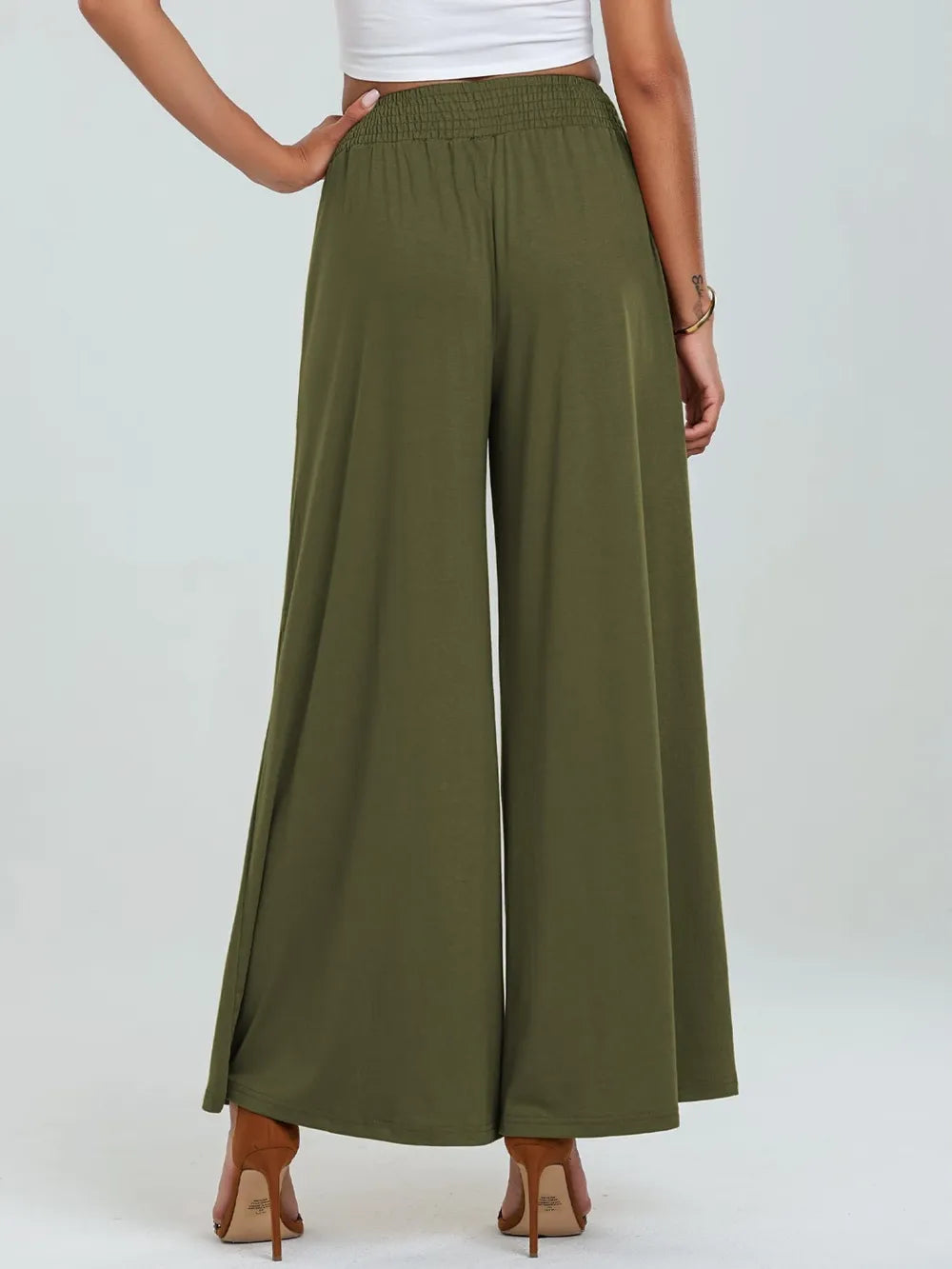 Elastic Waist Wide Leg Pants