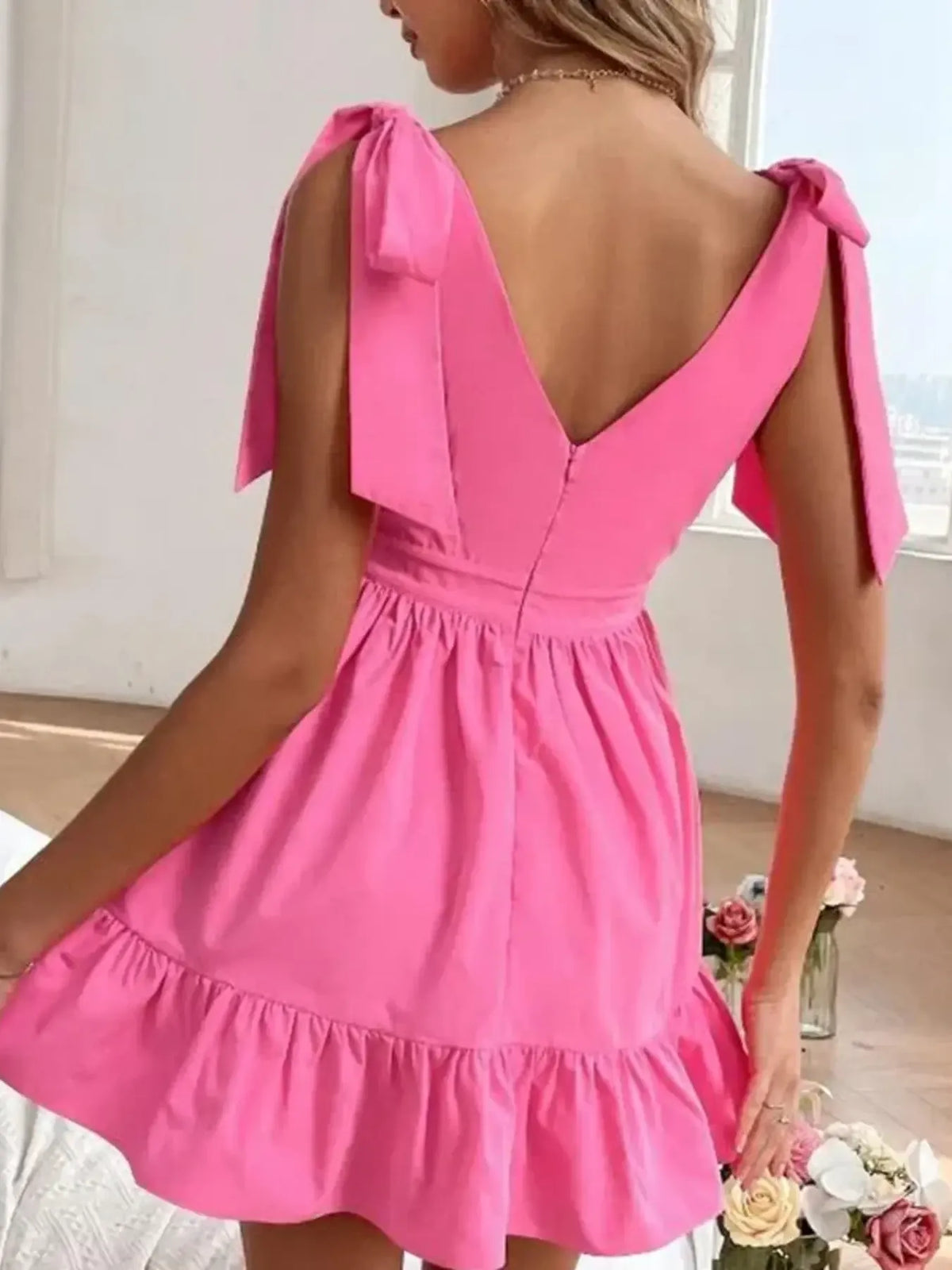 Tie Shoulder Tiered Mini Dress by ArtisticExpression