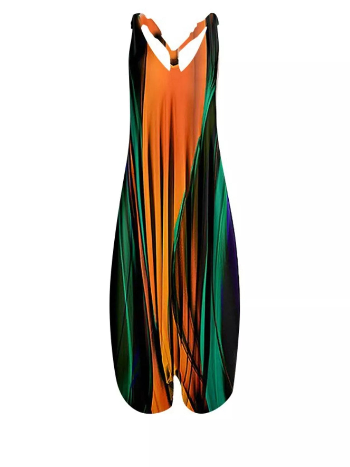 Plus Size Printed V-Neck Sleeveless Romper