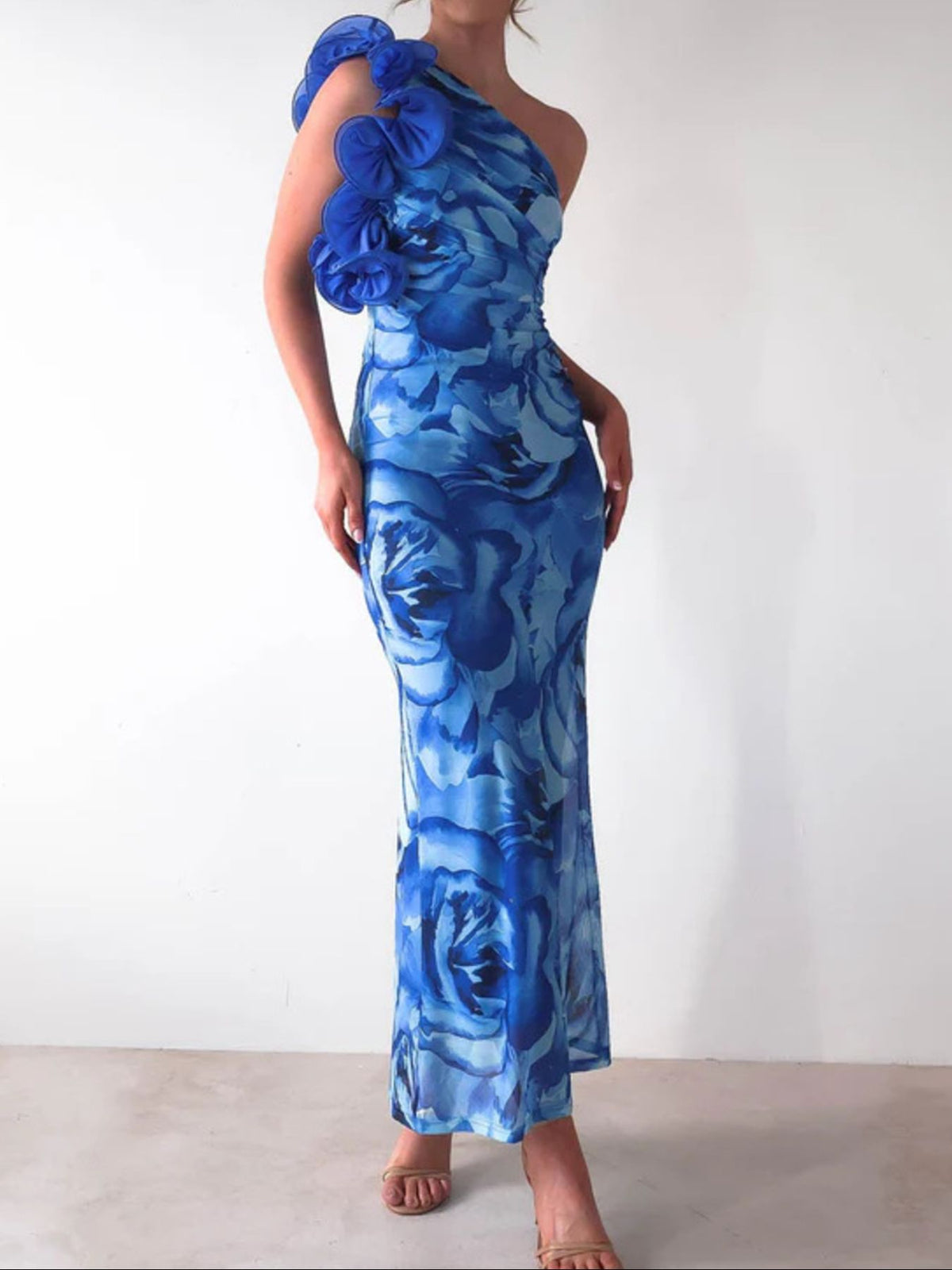 Floral One-Shoulder Maxi Dress
