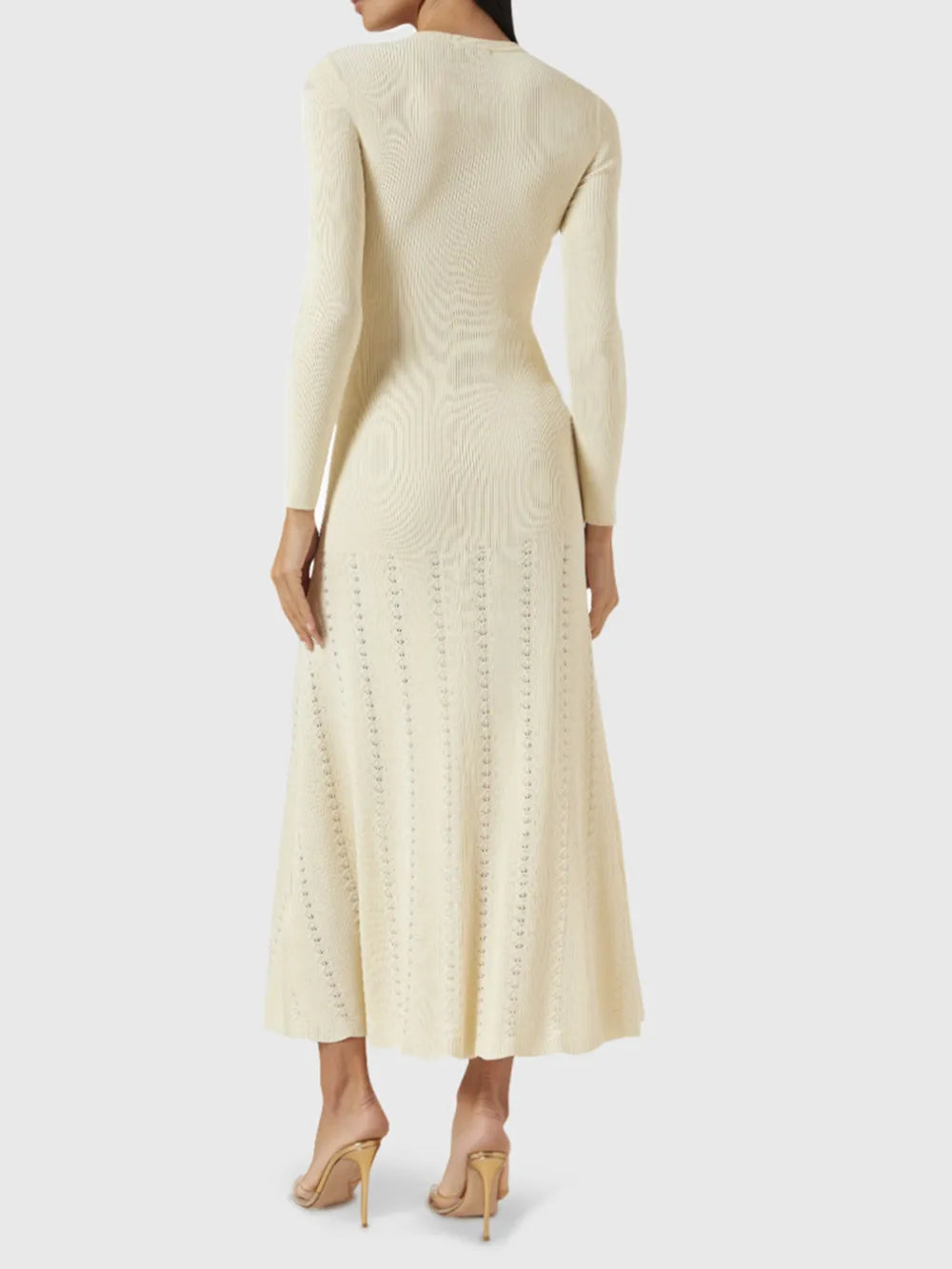 Openwork Round Neck Sweater Dress