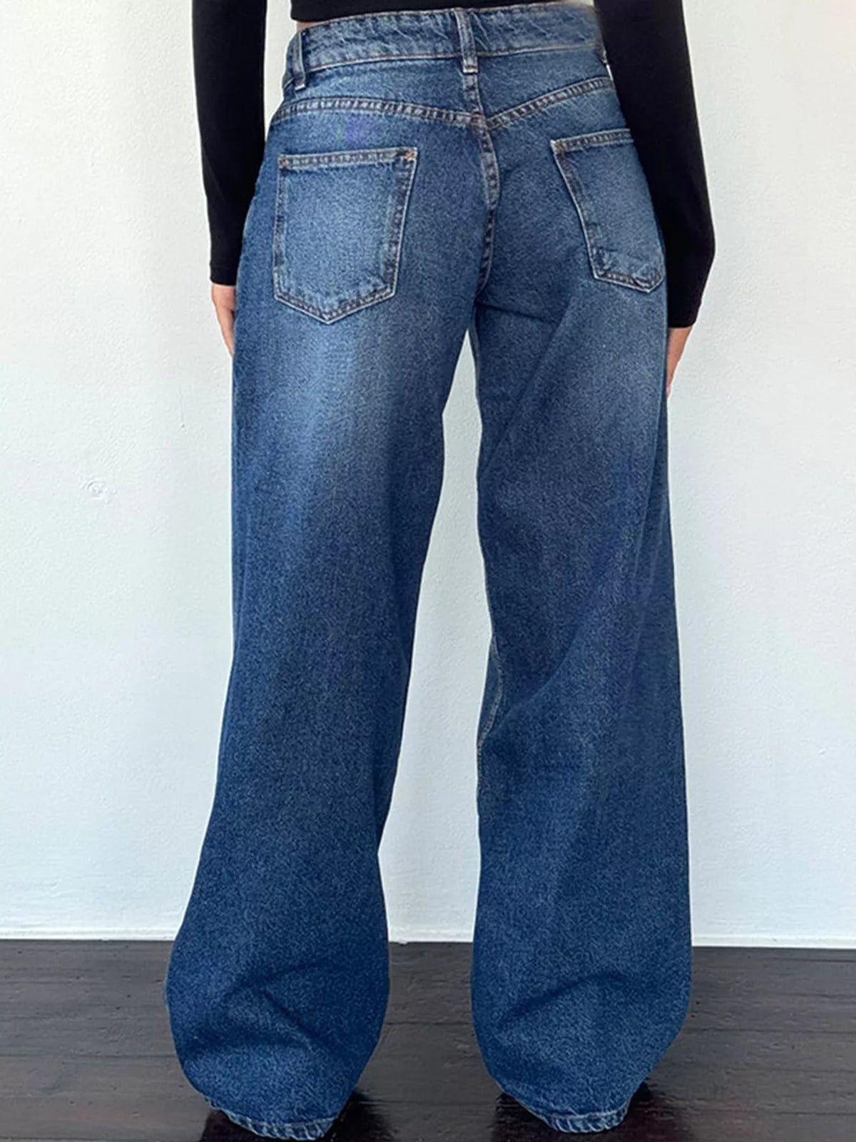 Wide-Leg Vintage Wash Jeans