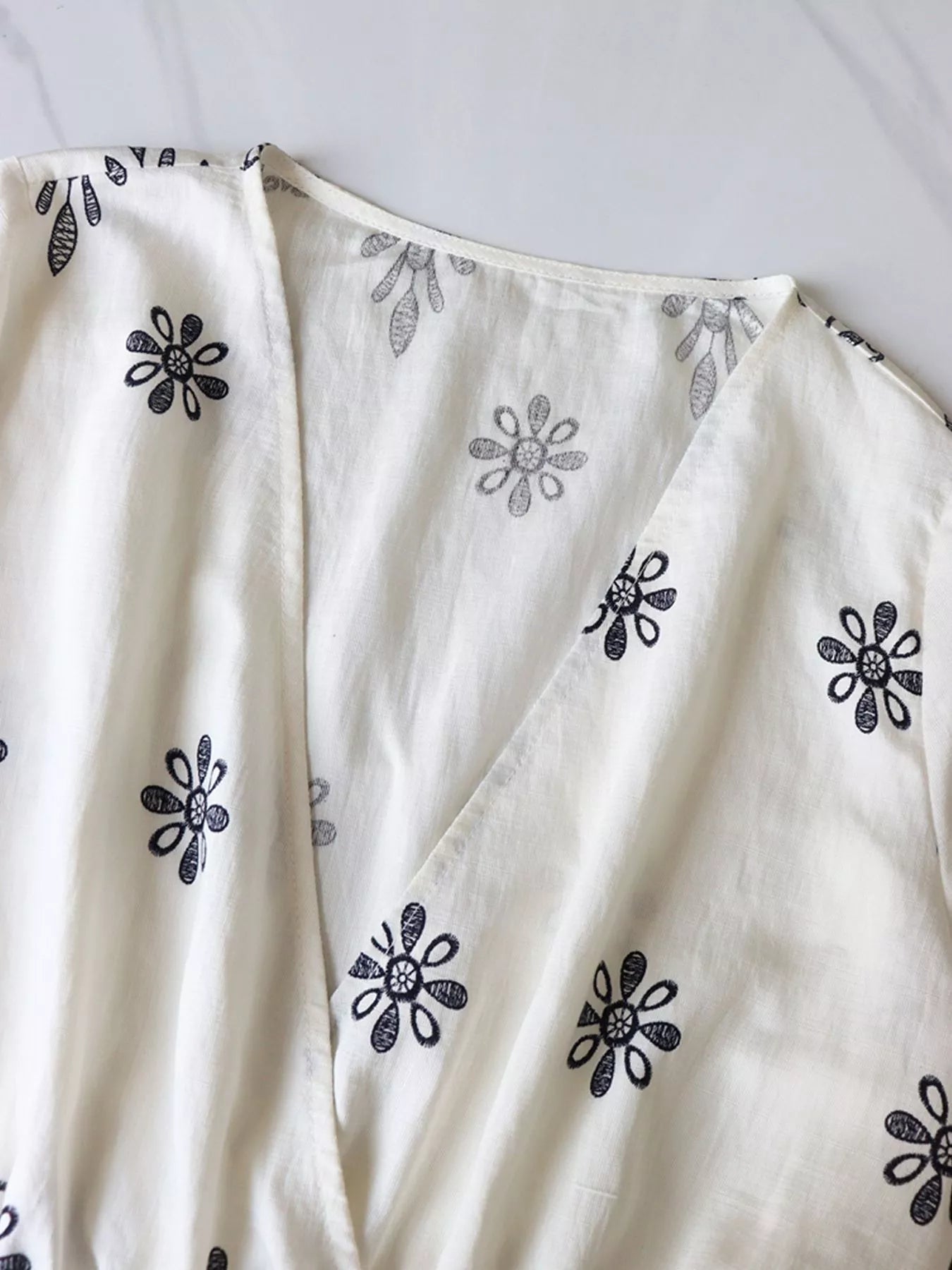 Surplice Half Sleeve Romper in White