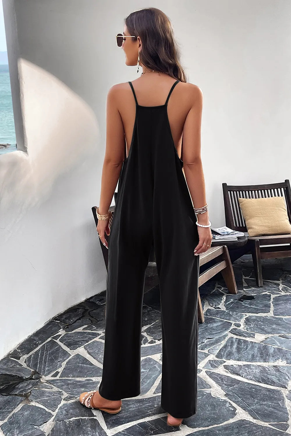 Pocketed Spaghetti Strap Overalls by DY
