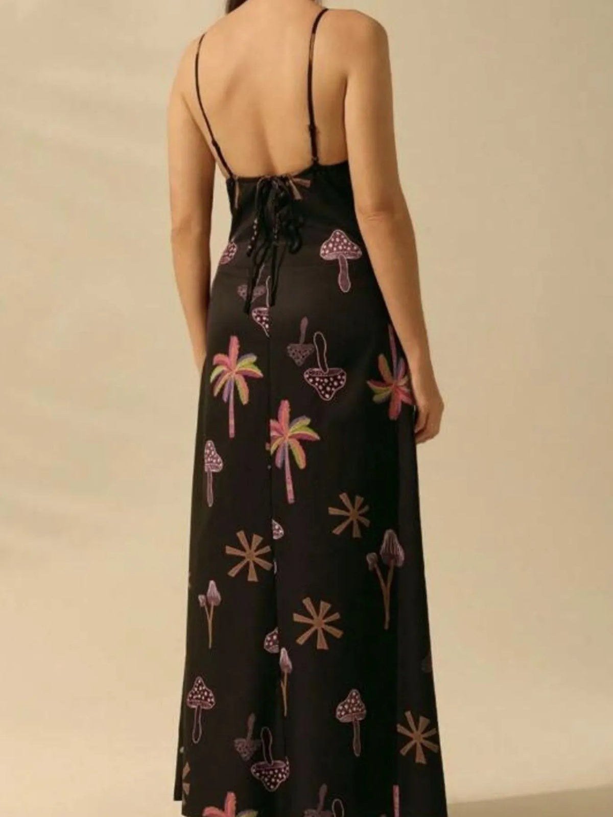 Printed Sleeveless Maxi Dress with Tie Detail by Rosaline