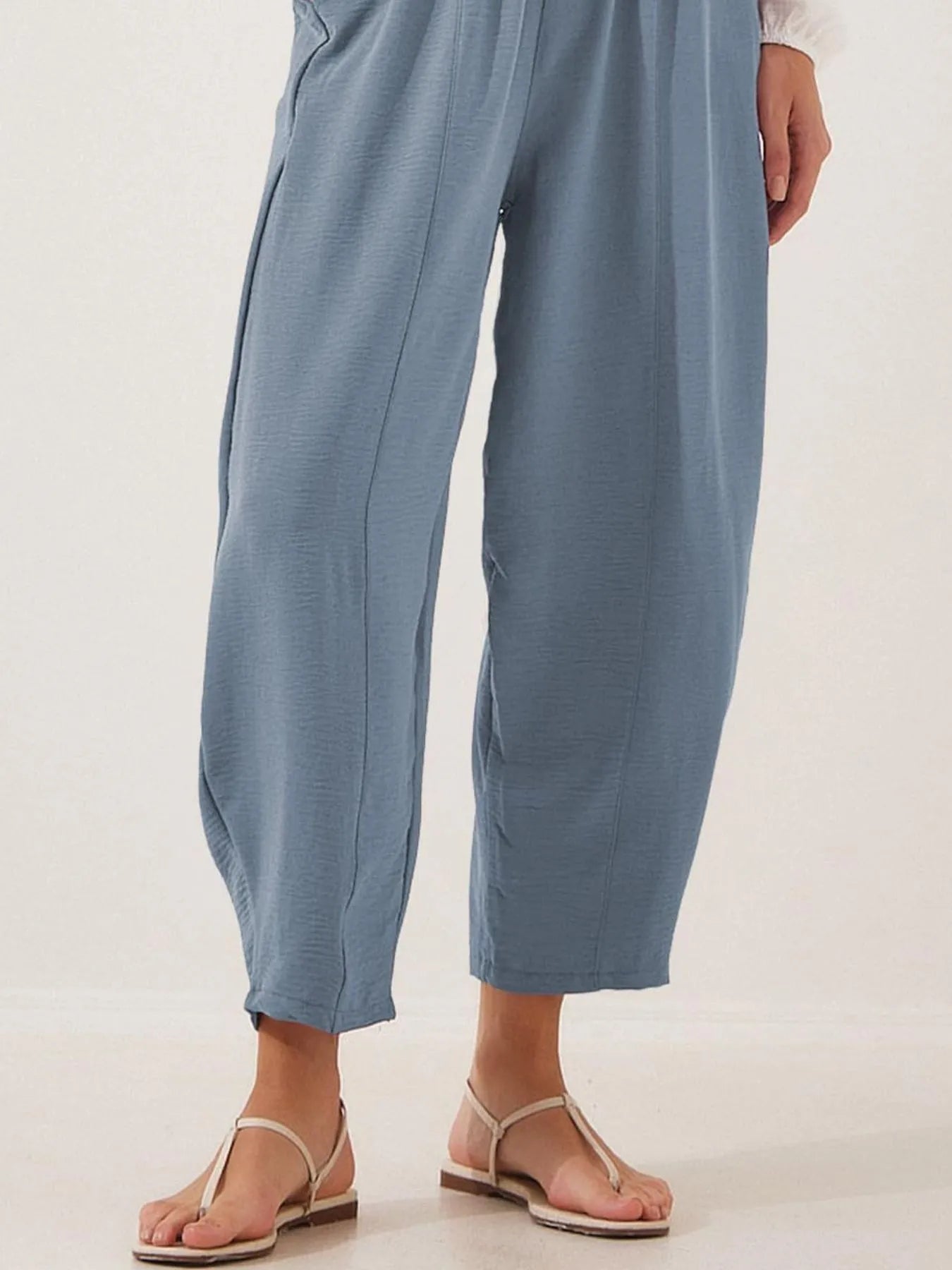 Drawstring Wide Leg Cropped Pants