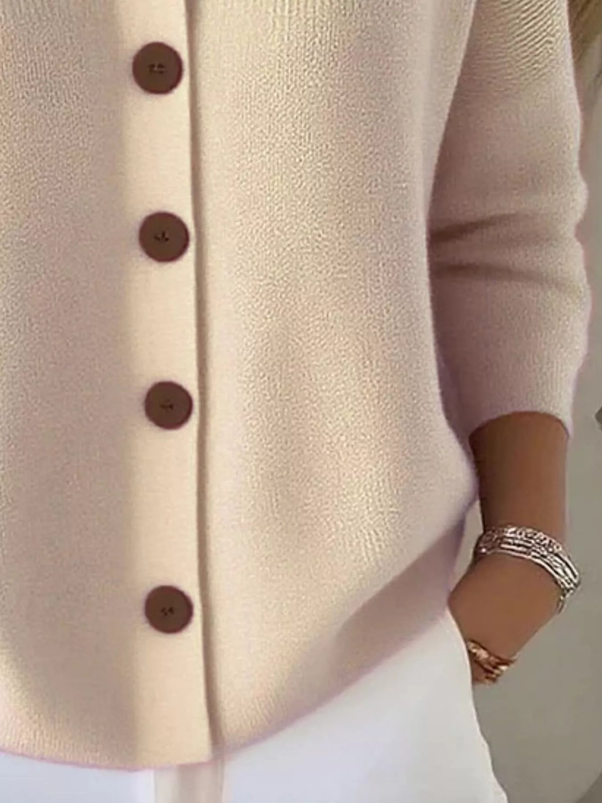 Collared Button-Down Knit Cardigan