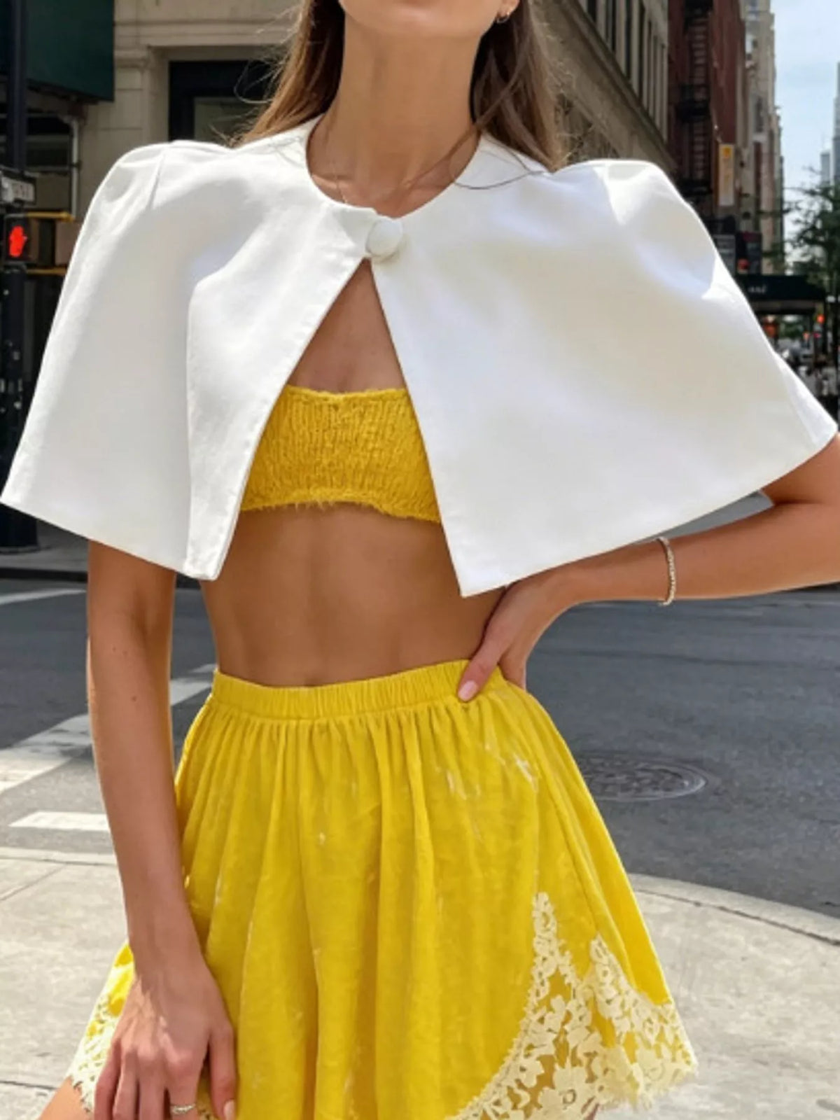 Single-Button Cropped Cape