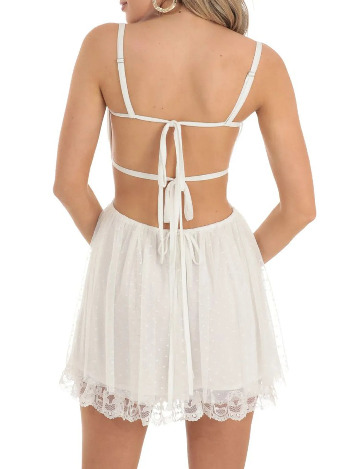 Lace-Up Backless Mini Cami Dress