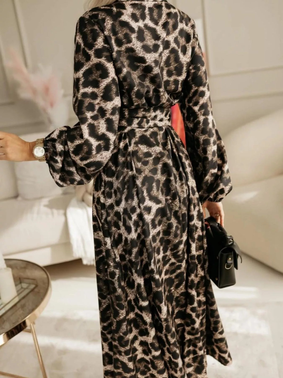 Printed Button-Front Maxi Shirt Dress