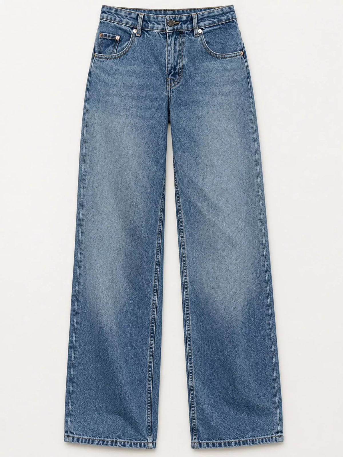 Wide-Leg Vintage Wash Jeans