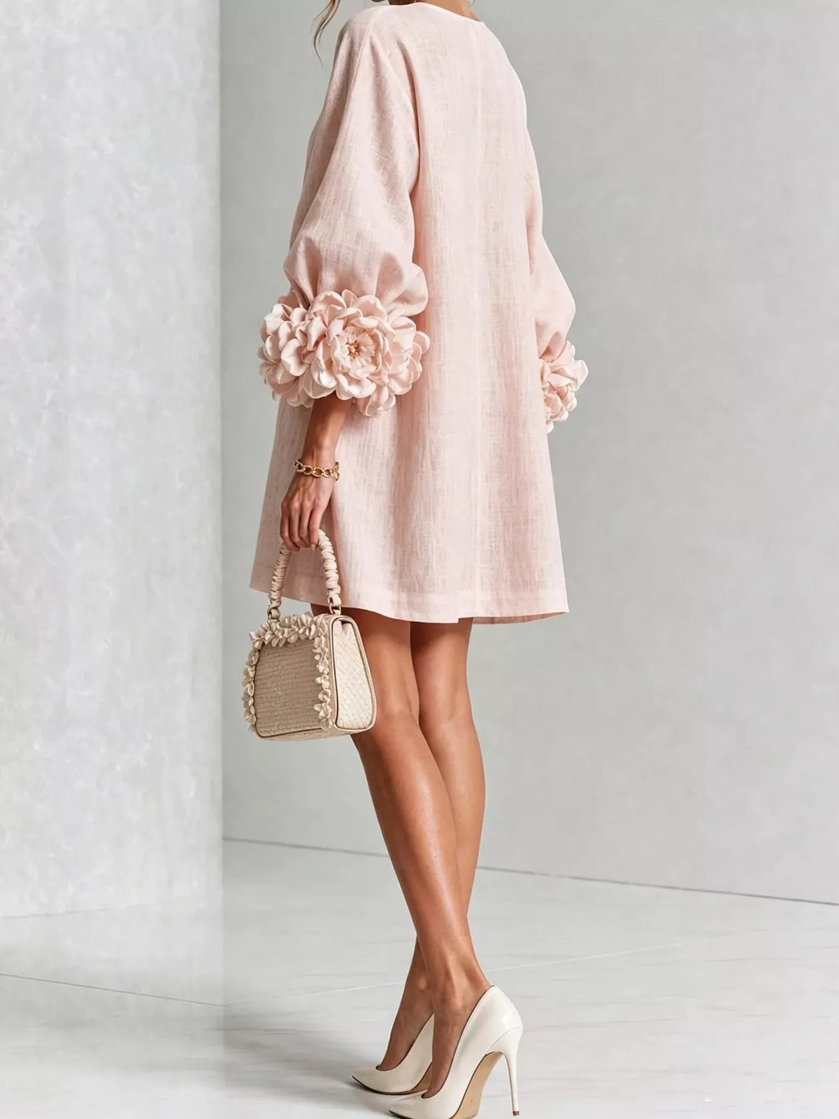 3D Floral Applique Mini Dress