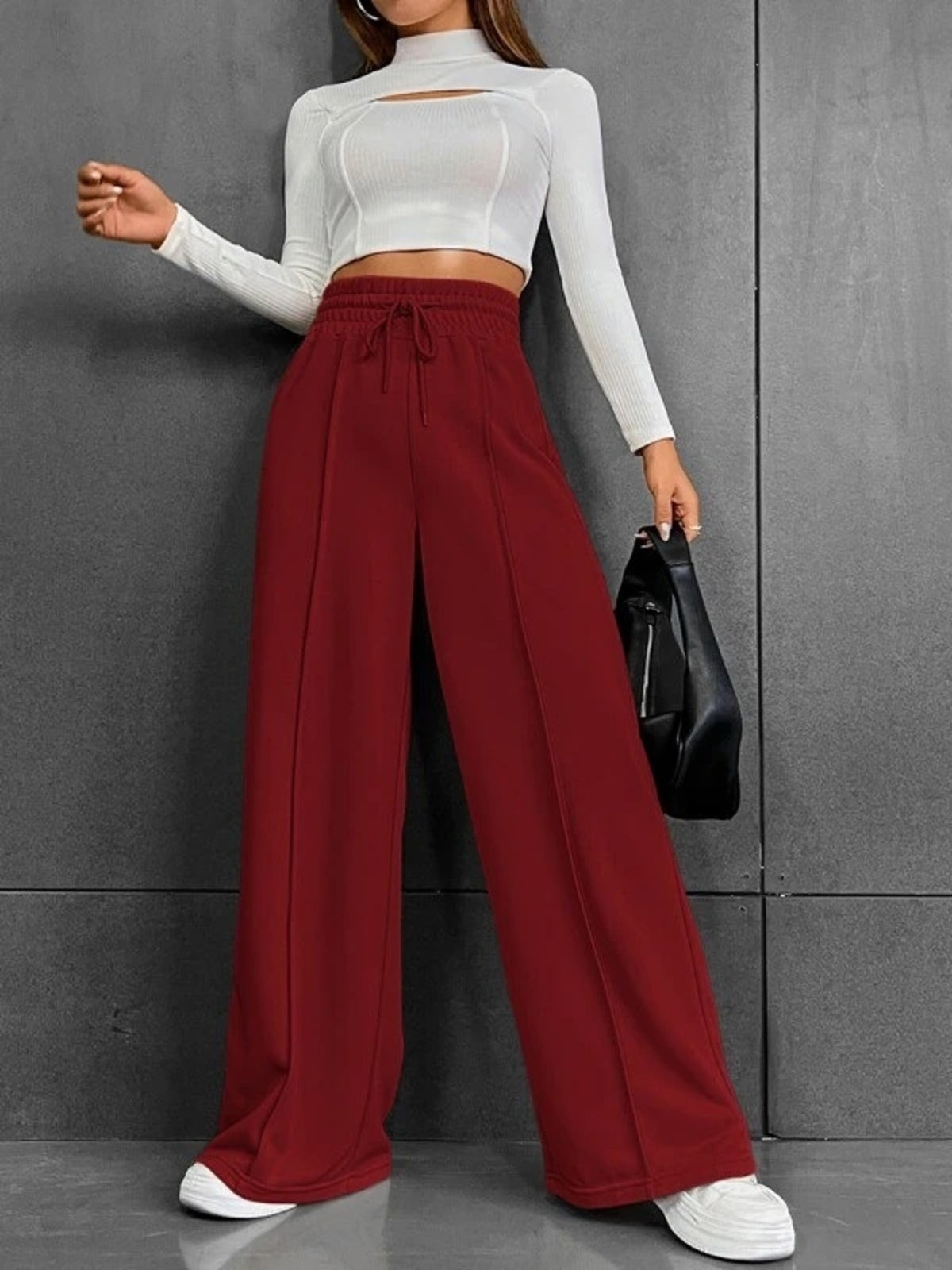 Wide Leg Drawstring Waist Pants