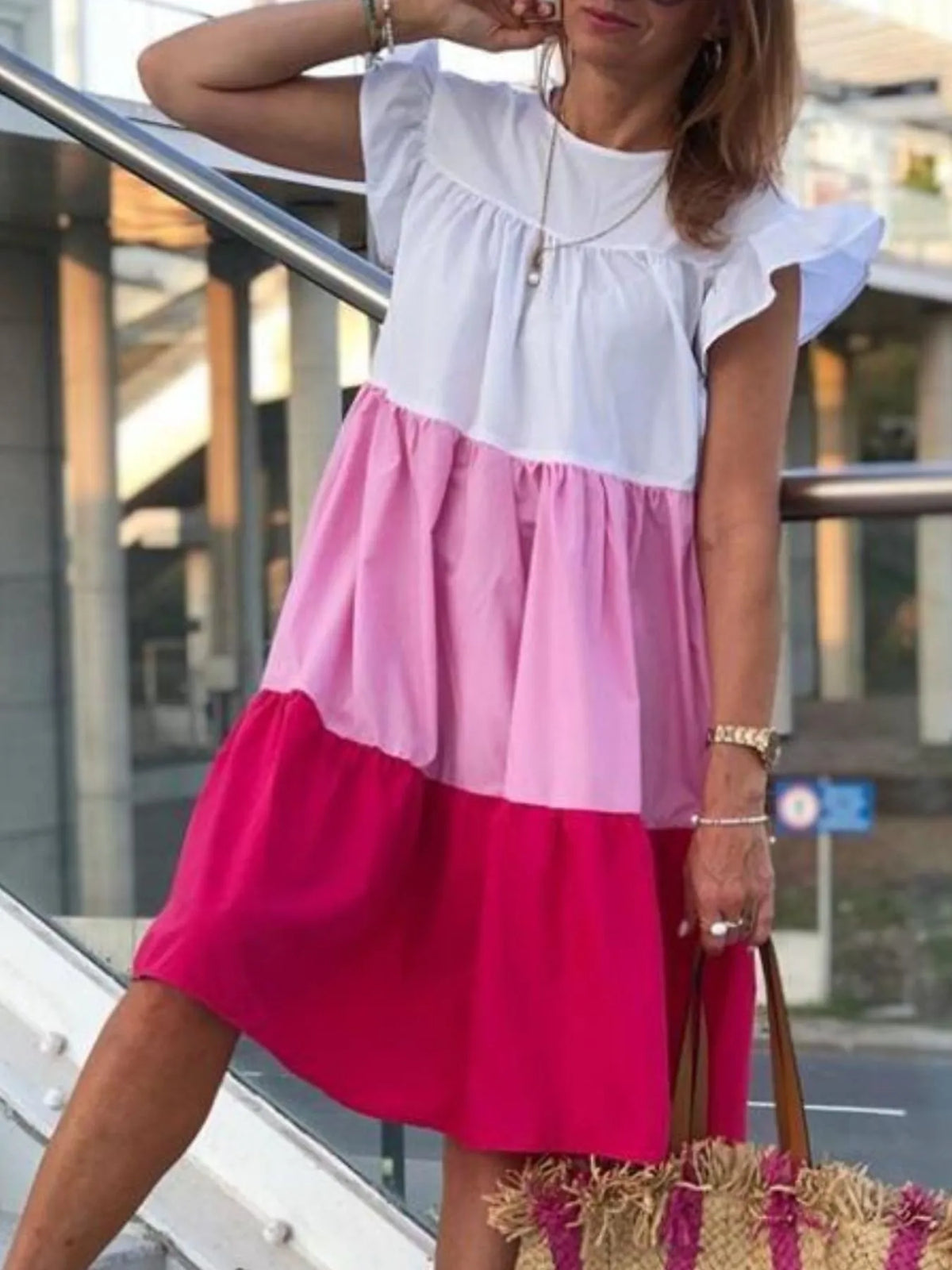 Color Block Tiered Ruffle Summer Dress by ArtisticExpression