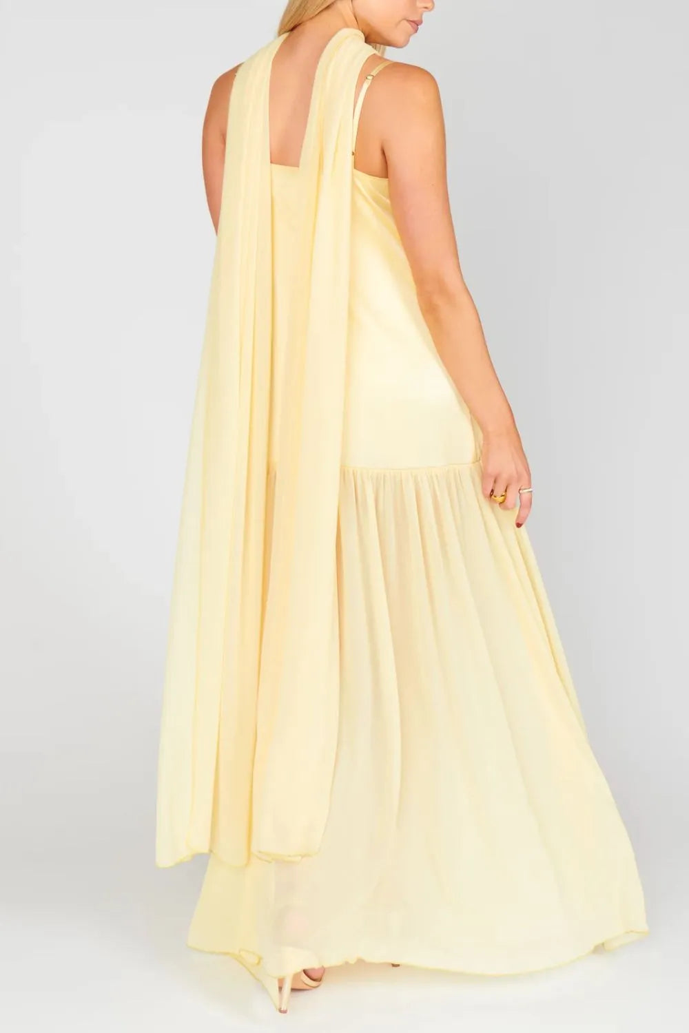 Adjustable Strap Mesh Cami Dress with Scarf