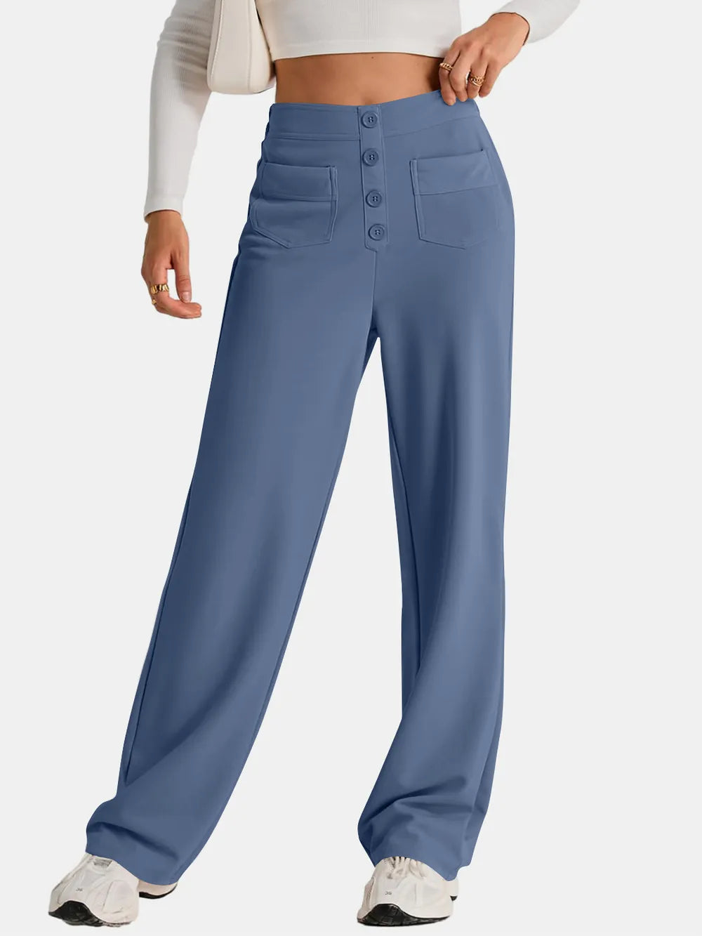 High Waist Wide Leg Pants by K&L