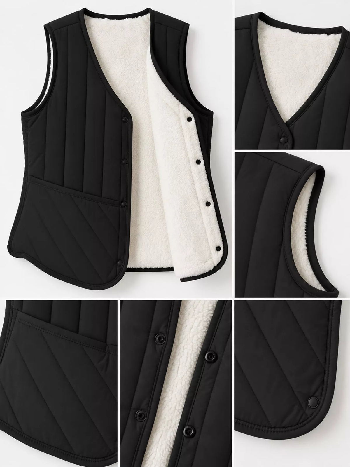 Quilted Button-Up Vest Coat